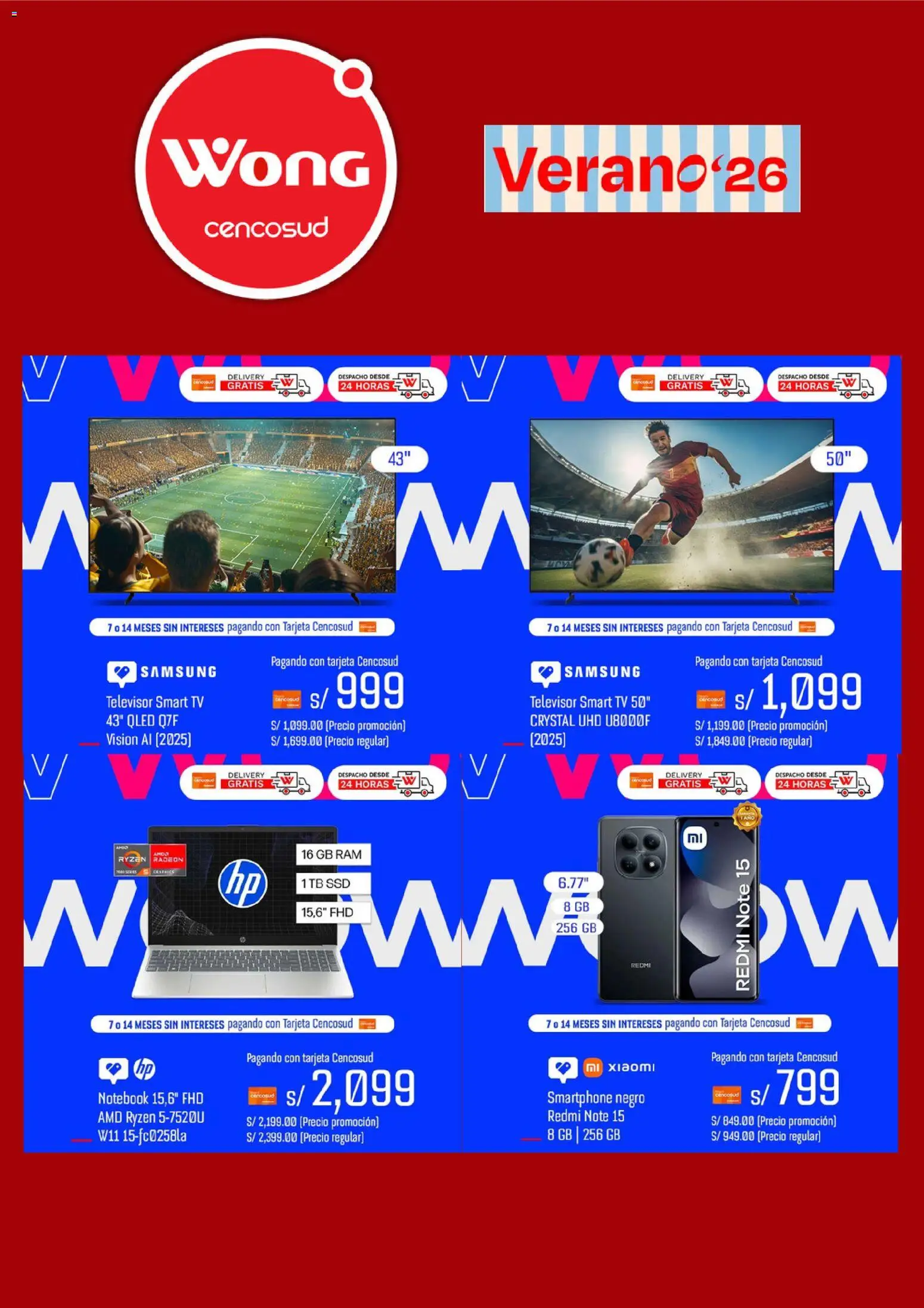 Catálogo Wong válido desde 20.04.2026 | Página: 4 | Productos: Smartphone, Notebook, Televisor