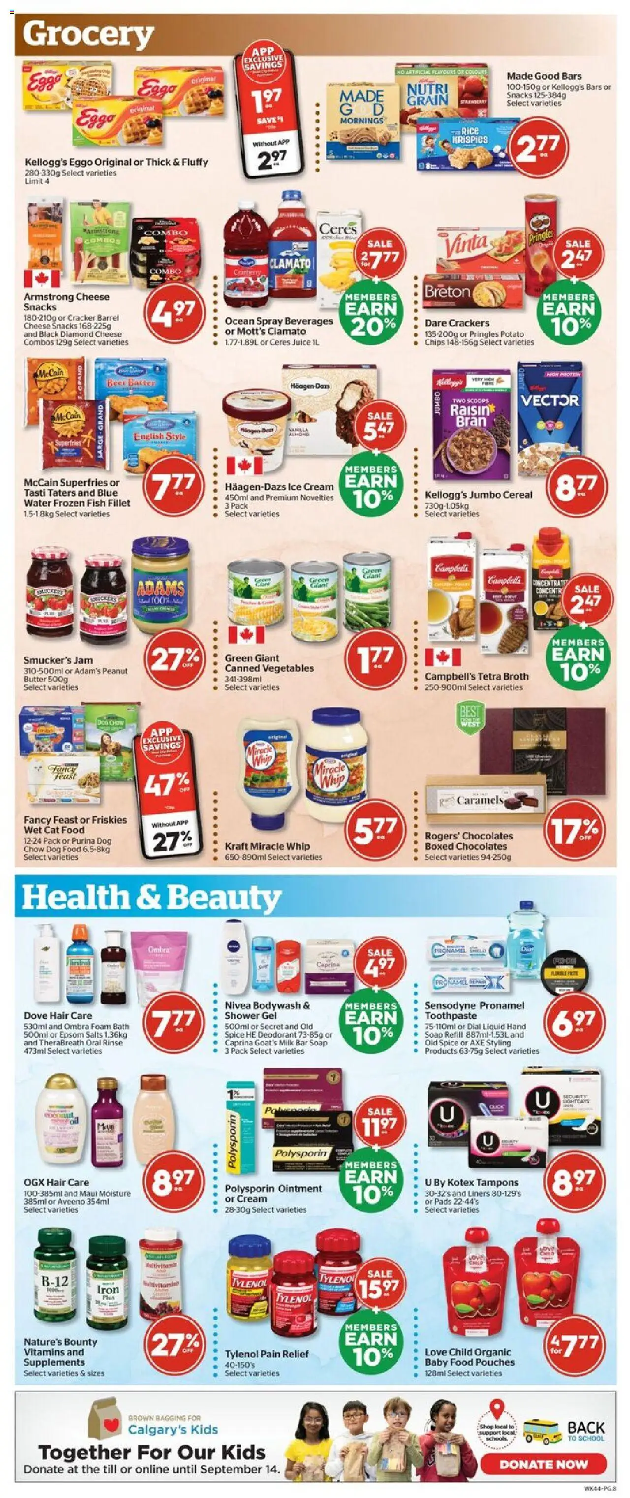Calgary Co-op flyer valid from 04.09.2025 | Page: 8 | Products: Fish, Cream, Bath, Juice