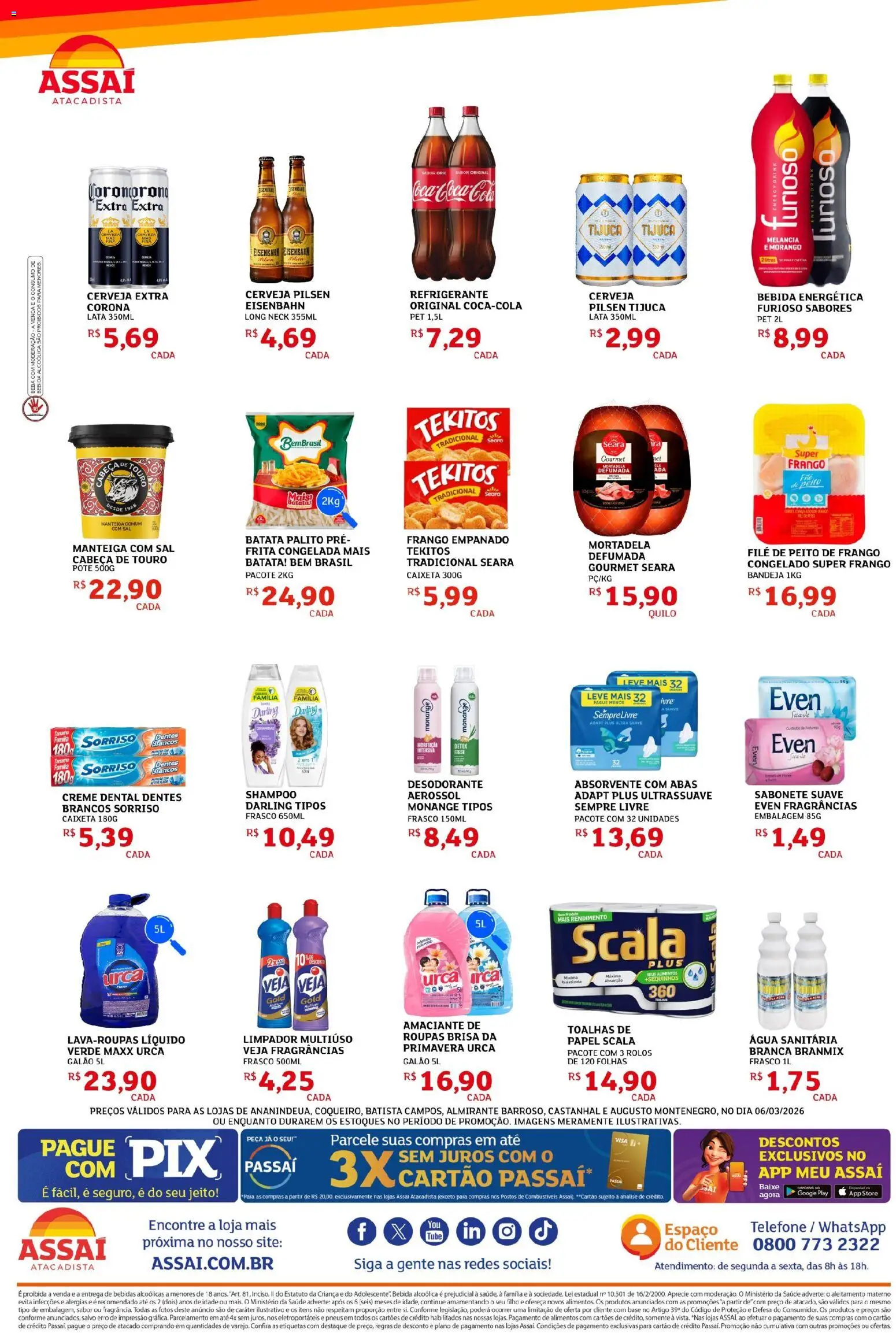 Assaí Atacadista Folheto - válido de 06.03.2026 | Página: 2 | Produtos: Melancia, Café, Sal, Absorvente