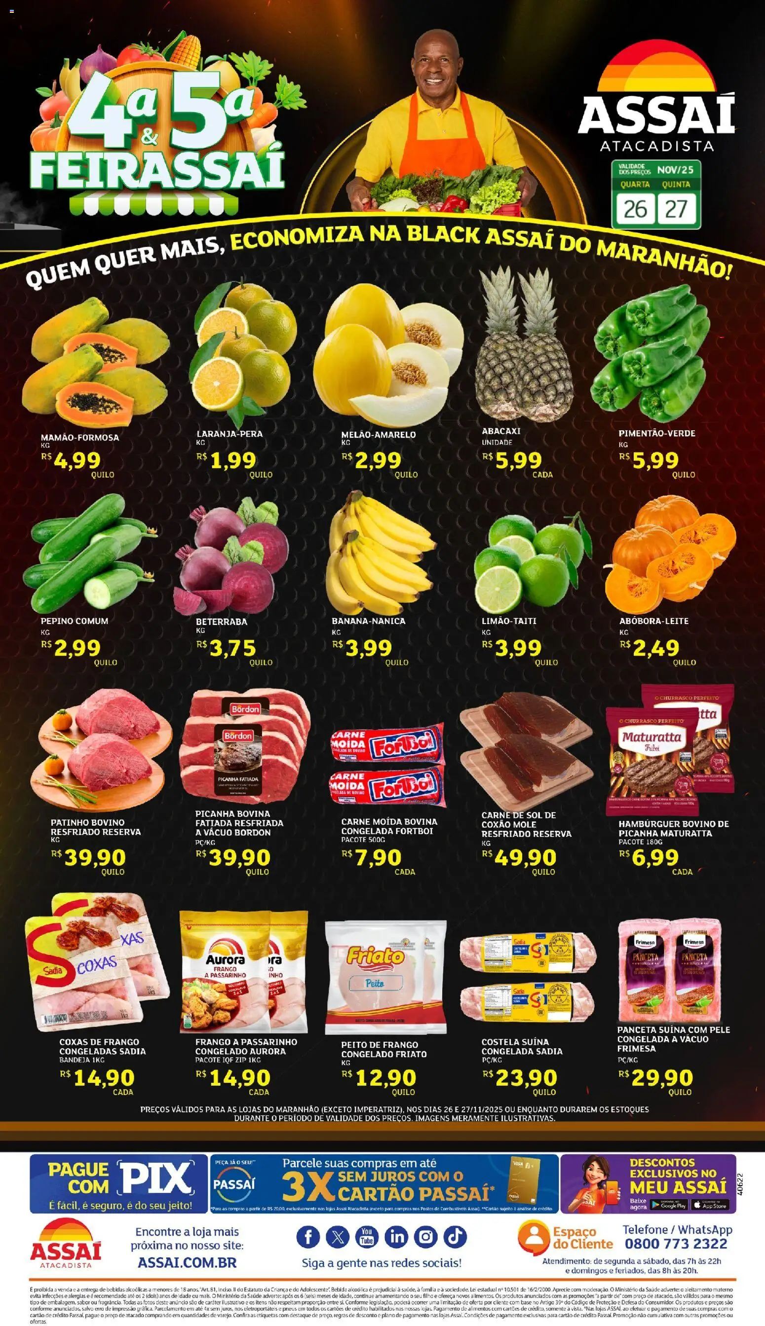 Assaí Atacadista Folheto - válido de 27.11.2025 | Página: 1 | Produtos: Picanha, Pneus, Base, Bebida
