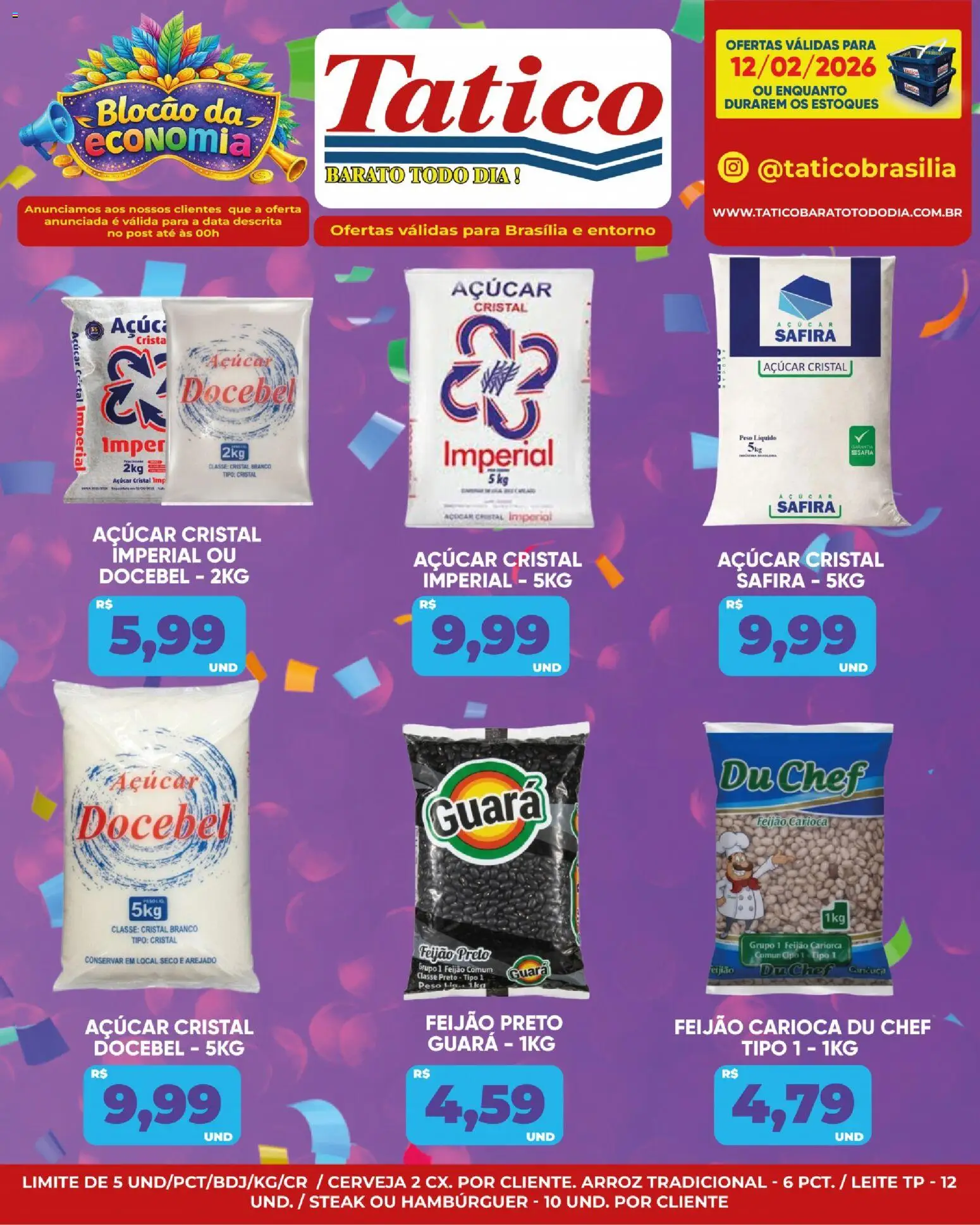 Tatico Folheto - válido de 12.02.2026 | Página: 2 | Produtos: Feijão, Cerveja, Arroz, Hambúrguer