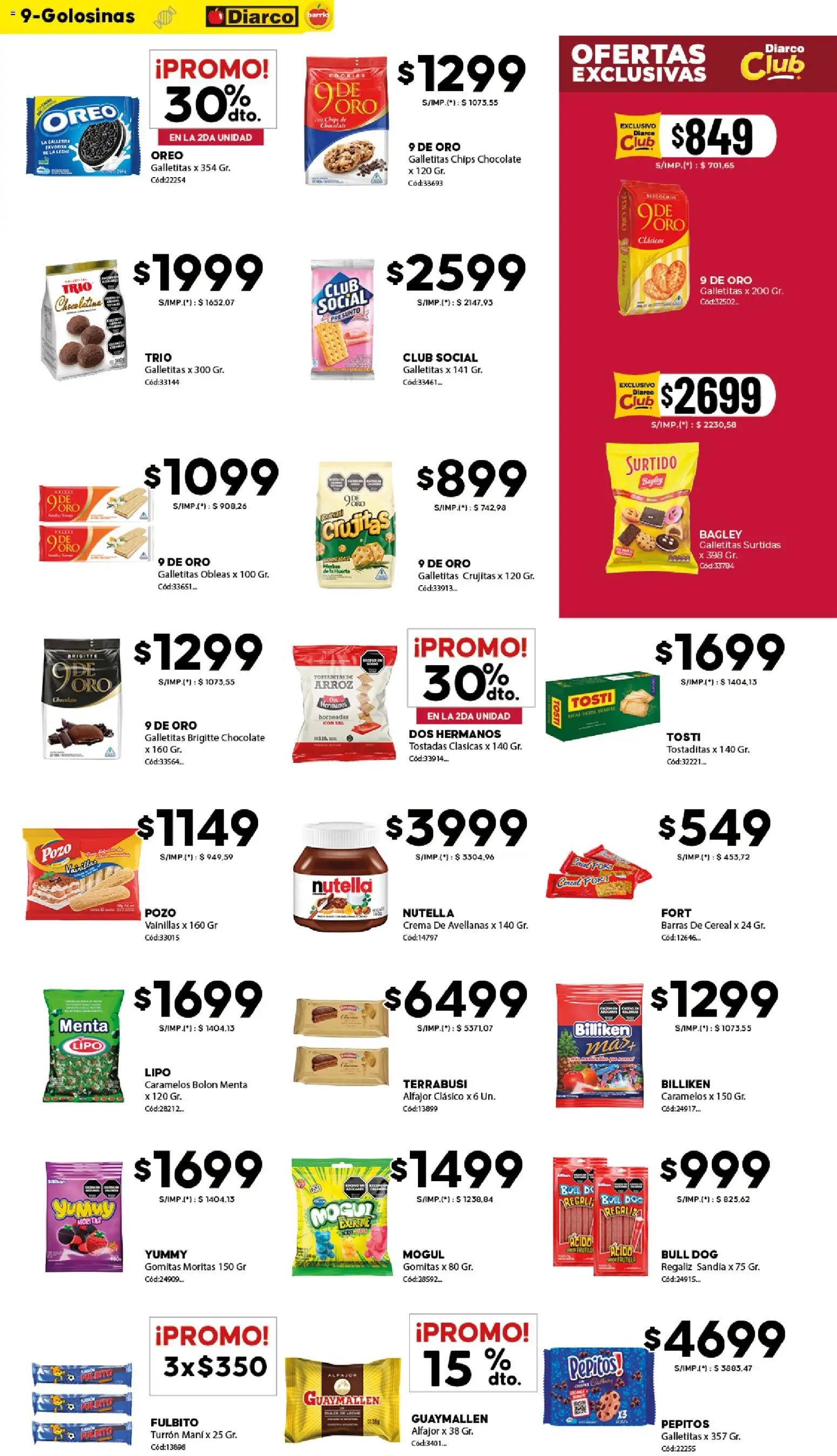 Diarco - Ofertas Diarco Barrio │ válido desde el 06.04.2026 | Página: 9 | Productos: Galletitas, Gomitas, Arroz, Turrón