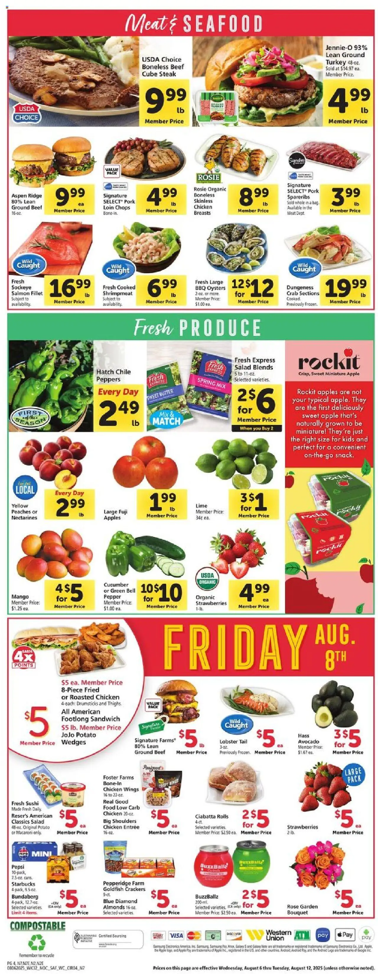 Safeway Weekly Ad - valid from 06.08.2025 | Page: 4 | Products: Wc, Pork, Apples, Lime