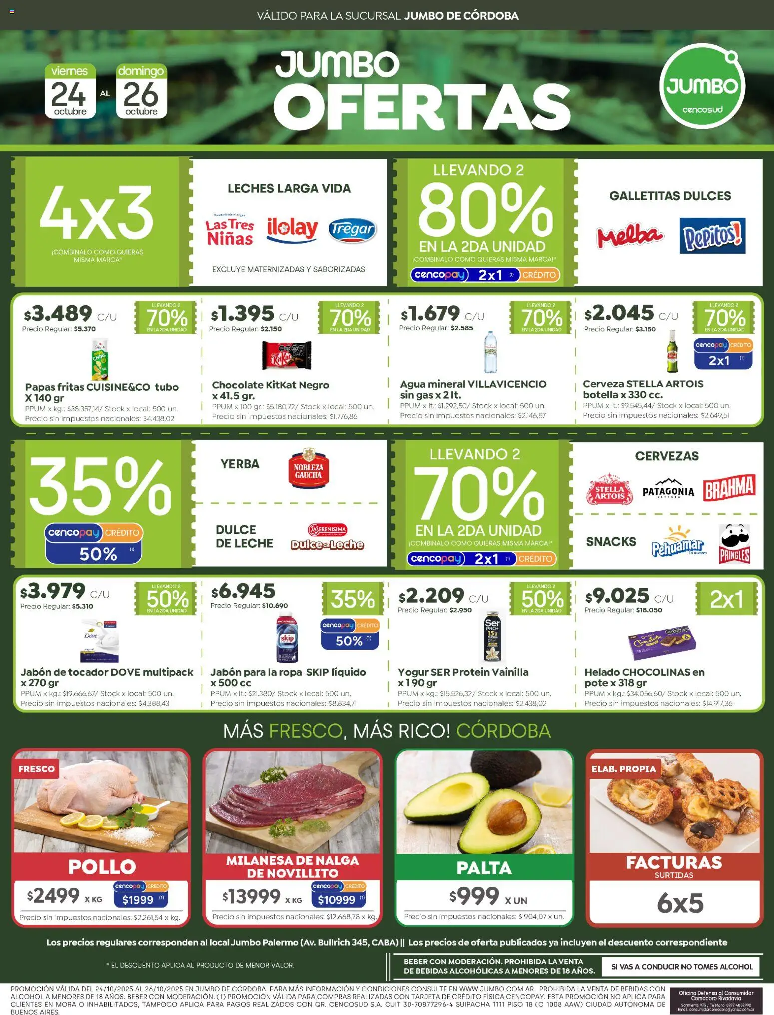 Jumbo - Ofertas | Córdoba │ válido desde el 24.10.2025 | Página: 1 | Productos: Botella, Galletitas, Ropa, Cerveza