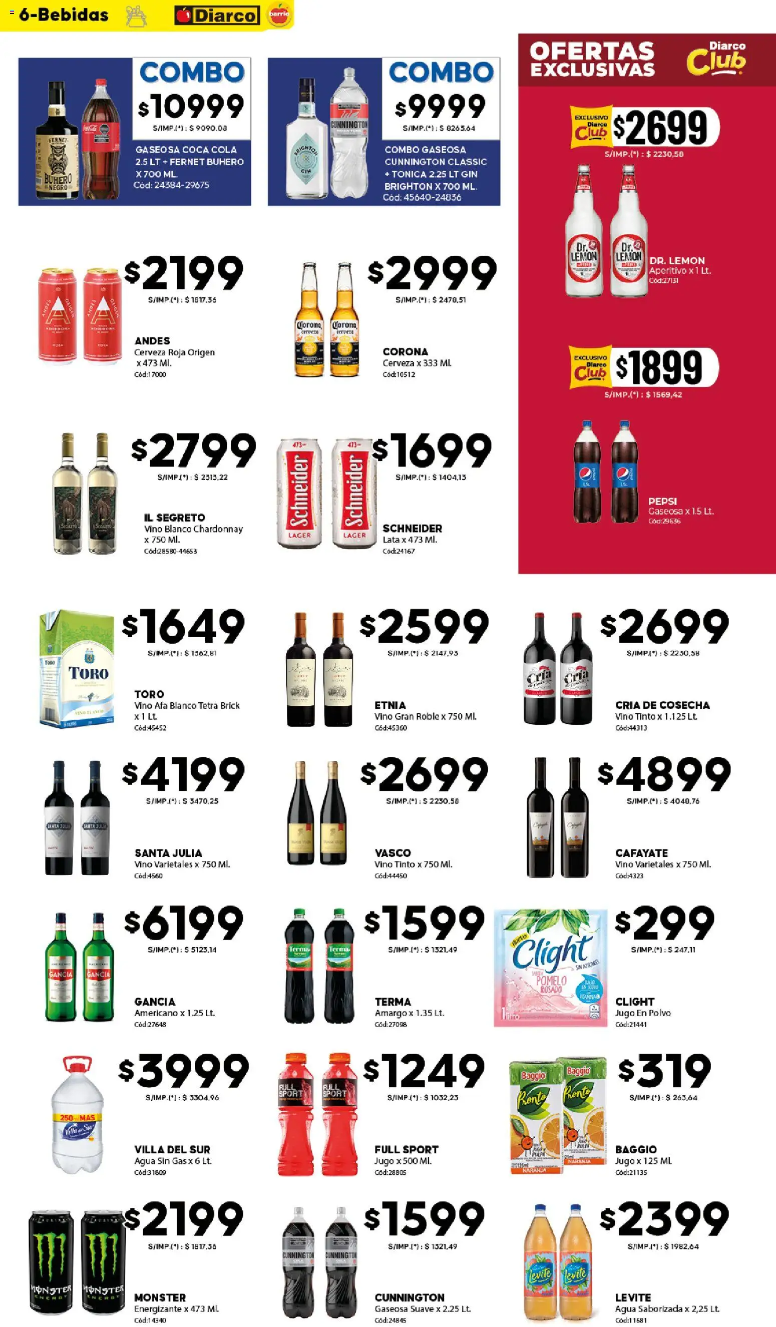 Diarco - Ofertas Diarco Barrio │ válido desde el 15.12.2025 | Página: 6 | Productos: Agua, Jugo, Vino, Cerveza