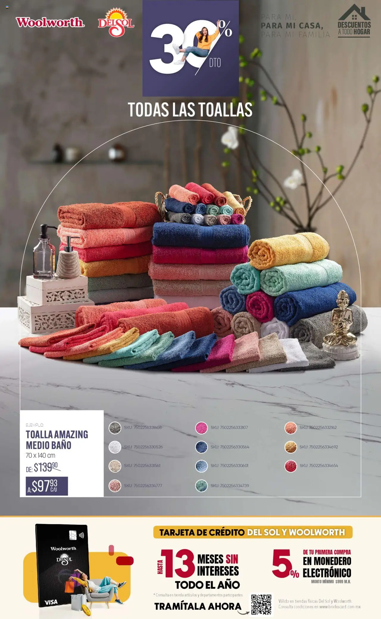 Nuevas ofertas de Del Sol y Woolworth válidas en toda la República Mexicana desde el 28.08.2025. ¡Encuentra las mejores ofertas en Del Sol y Woolworth - Catálogo - Para mi casa! | Página: 21 | Productos: Monedero, Toalla, Toallas, Baño