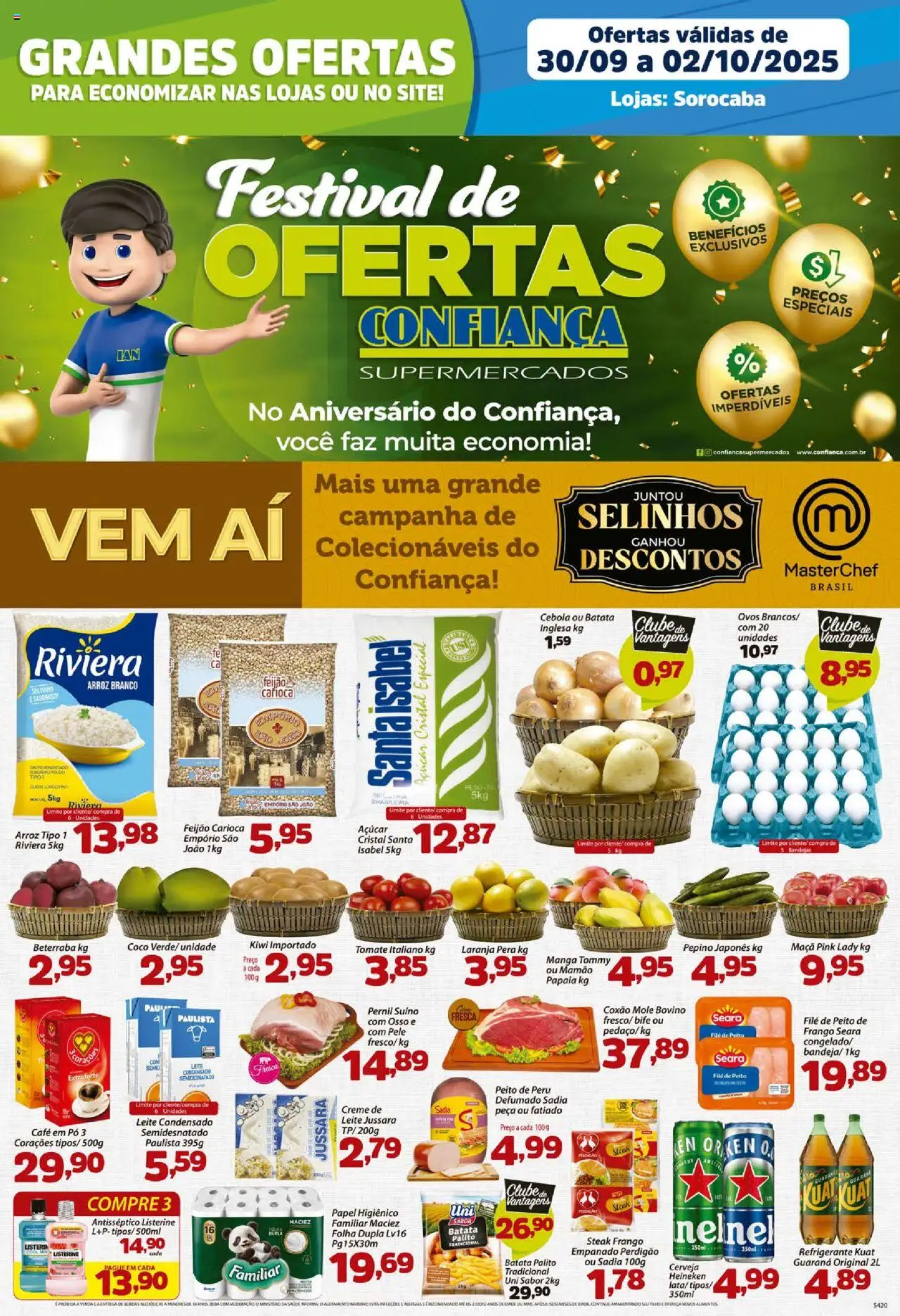 Confiança Folheto - válido de 30.09.2025 | Página: 1 | Produtos: Feijão, Pernil, Ovos, Papel higiênico