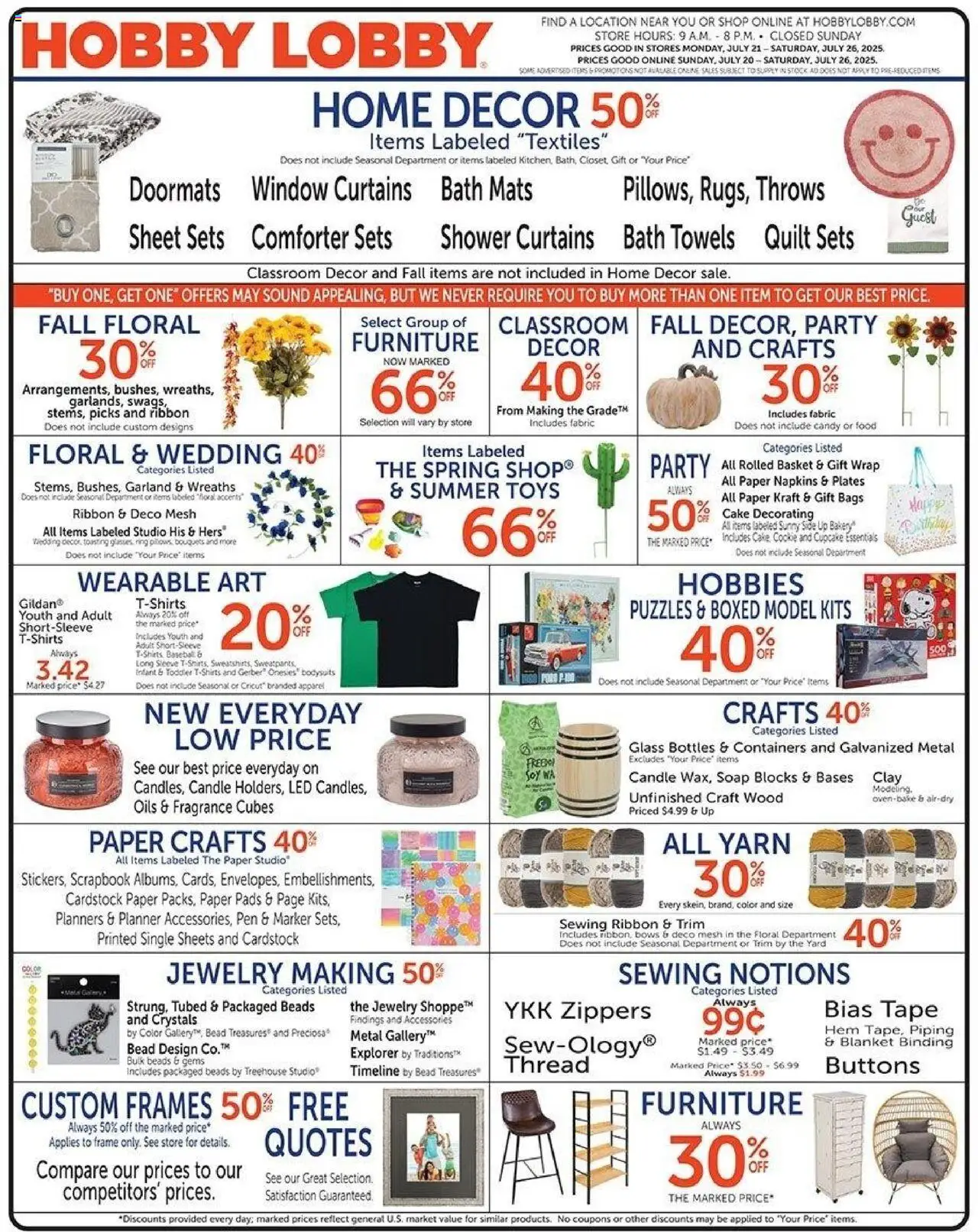 Hobby Lobby Weekly Ad - valid from 20.07.2025 | Page: 1