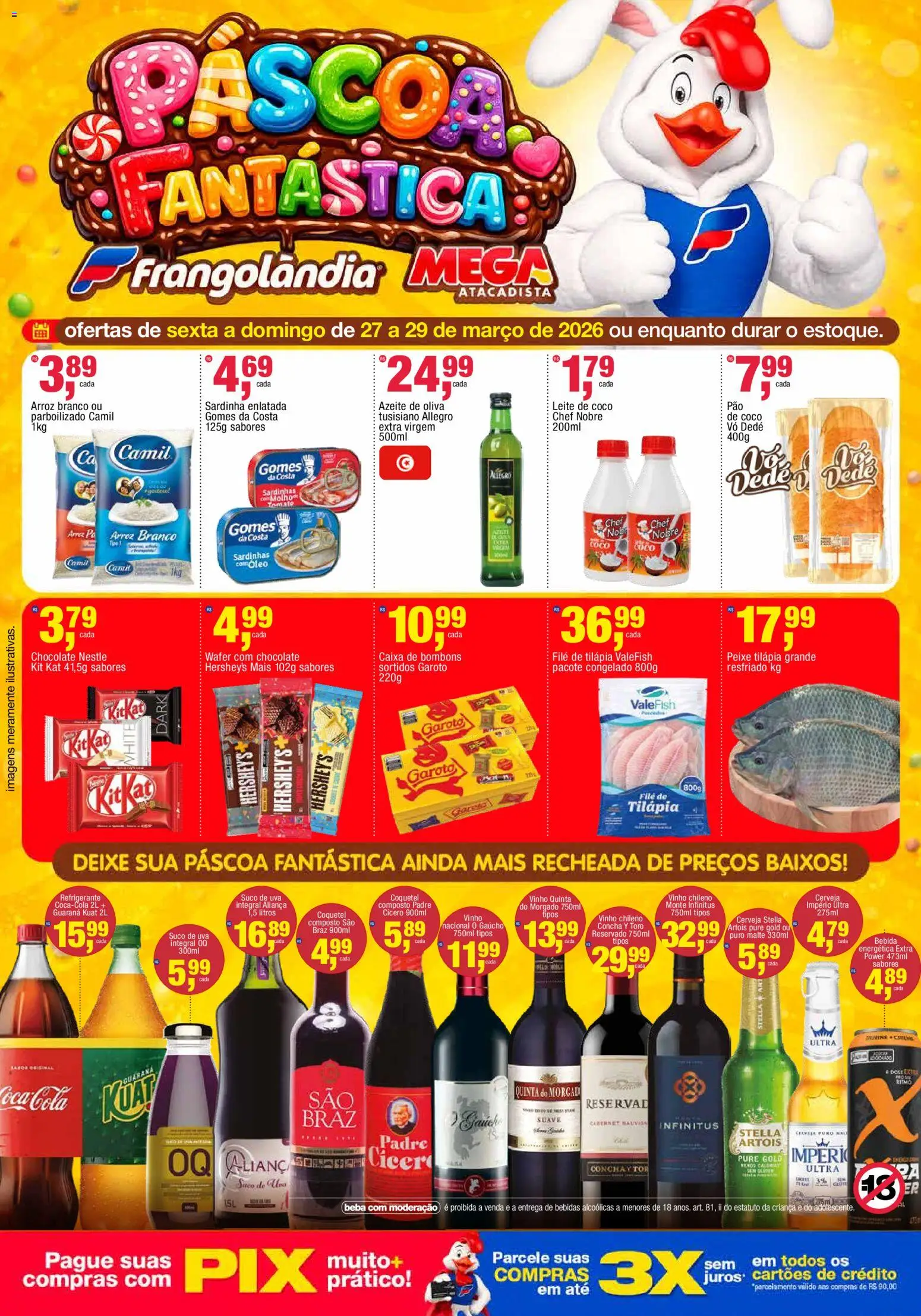 Frangolândia Folheto - válido de 27.03.2026 | Página: 1 | Produtos: Suco, Cerveja, Gomes da costa, Bebida