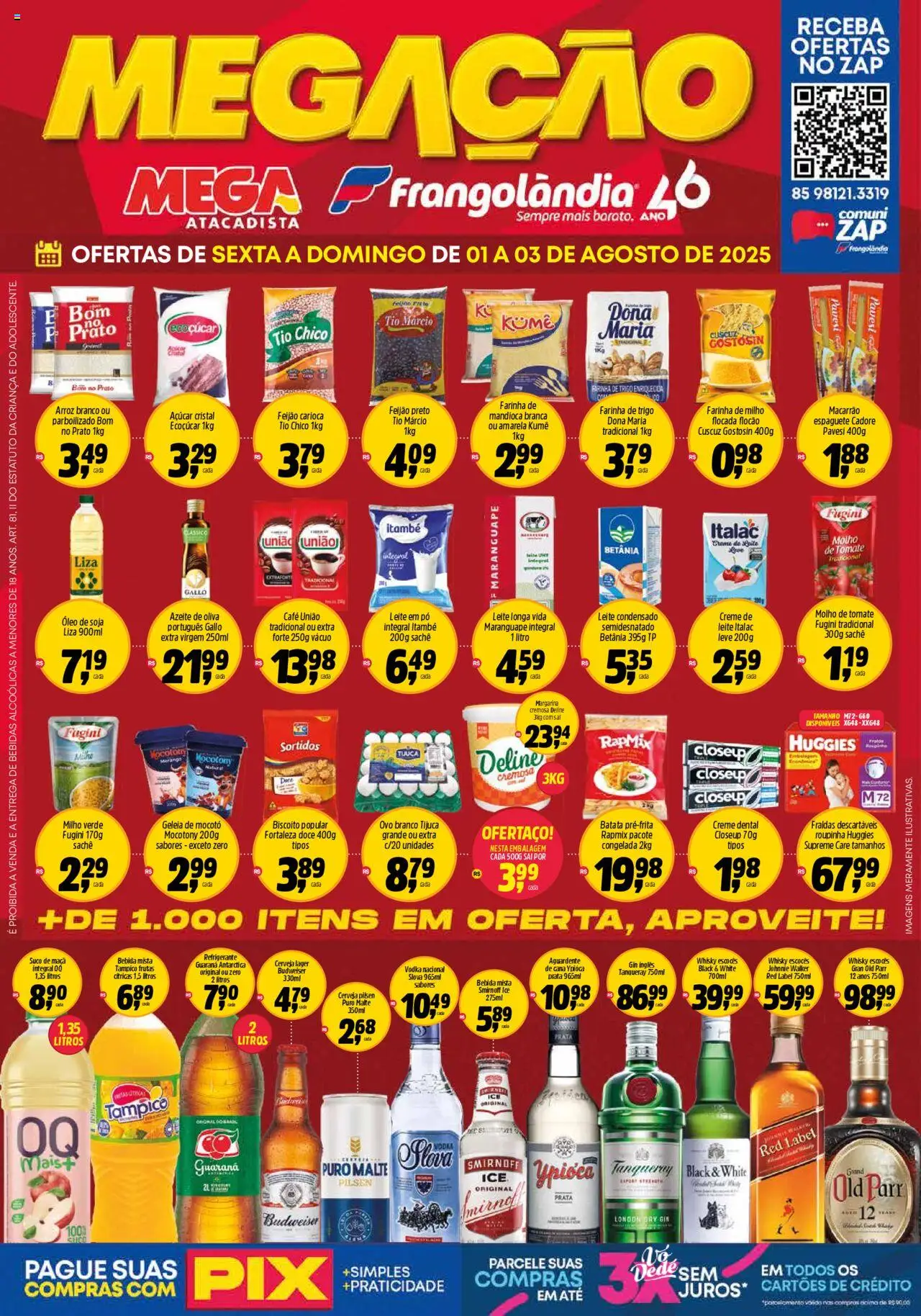 Frangolândia Folheto - válido de 01.08.2025 | Página: 1 | Produtos: Guaraná, Óleo, Suco, Vodka