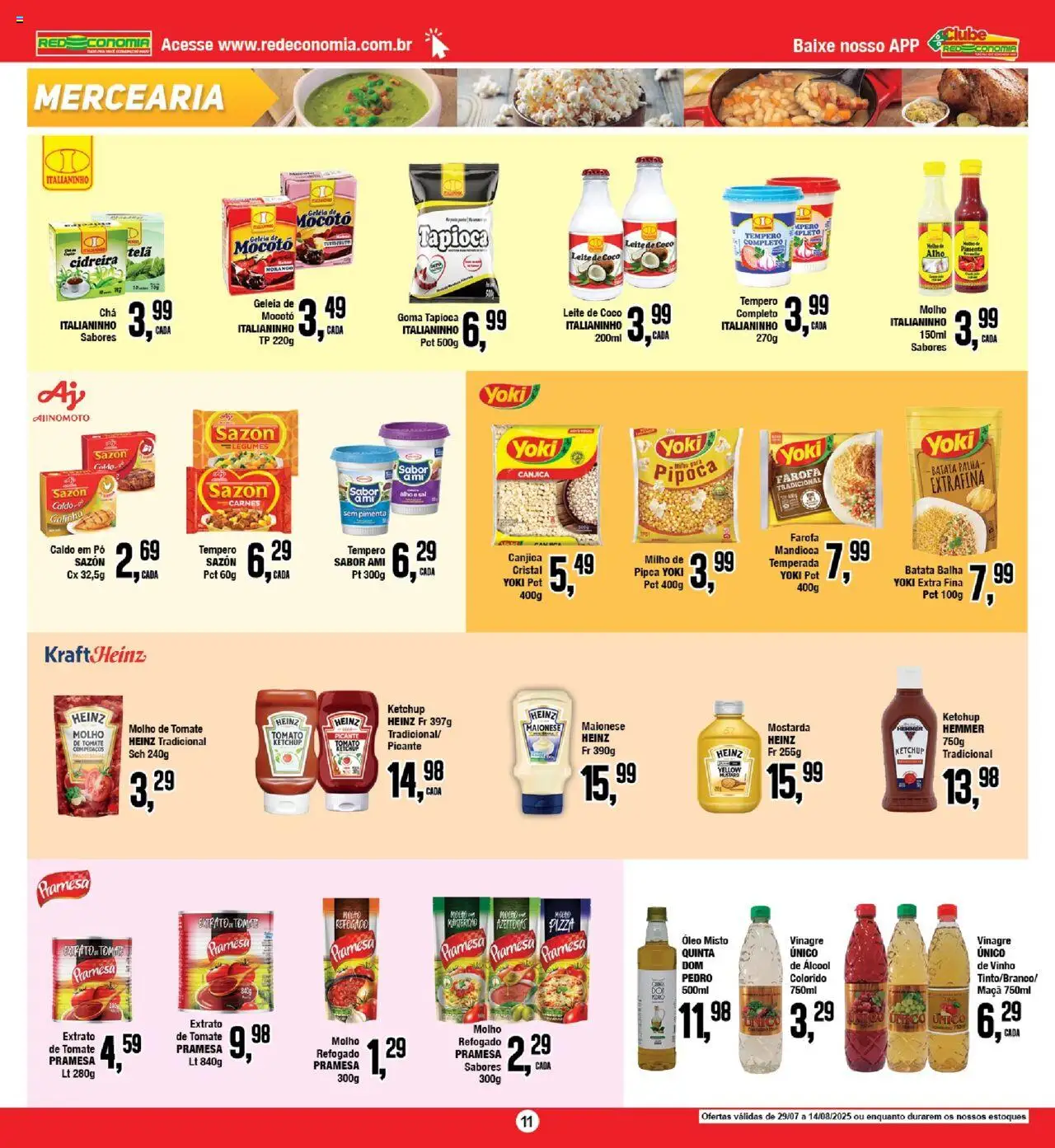 RedEconomia Folheto - válido de 29.07.2025 | Página: 12 | Produtos: Mandioca, Pó, Molho de tomate, Batata