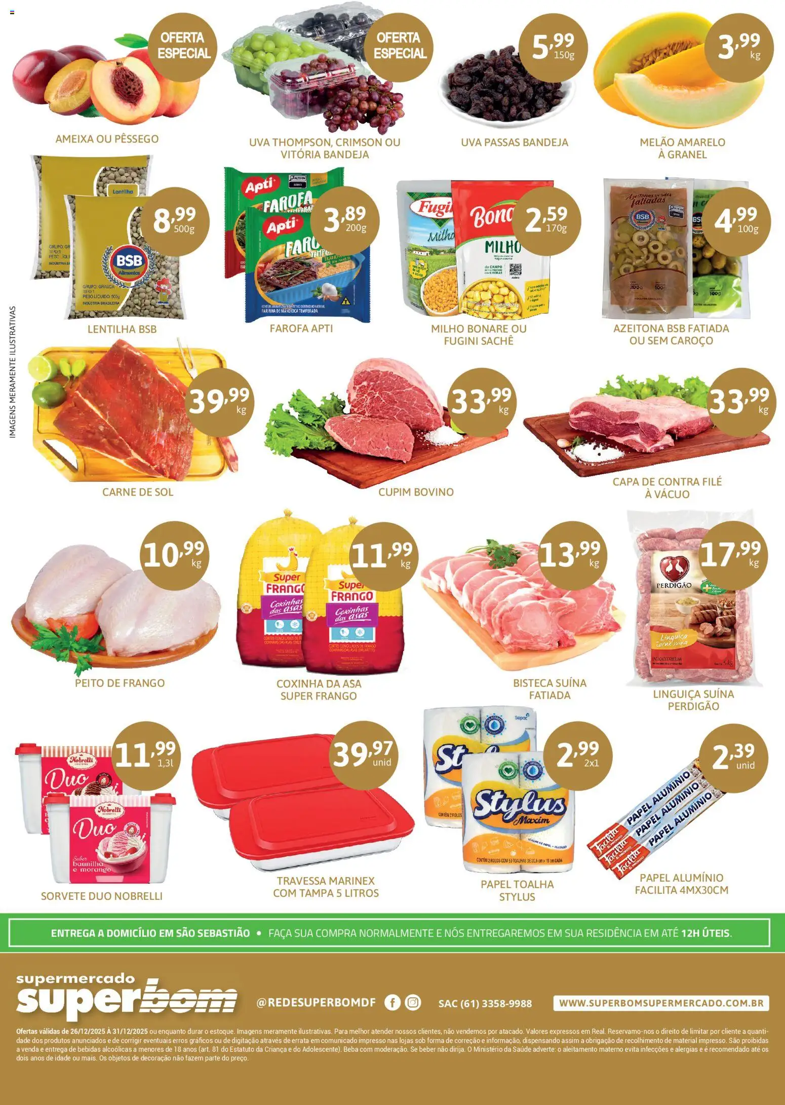 Superbom Folheto - válido de 26.12.2025 | Página: 2 | Produtos: Lentilha, Mandioca, Bandeja, Peito de frango