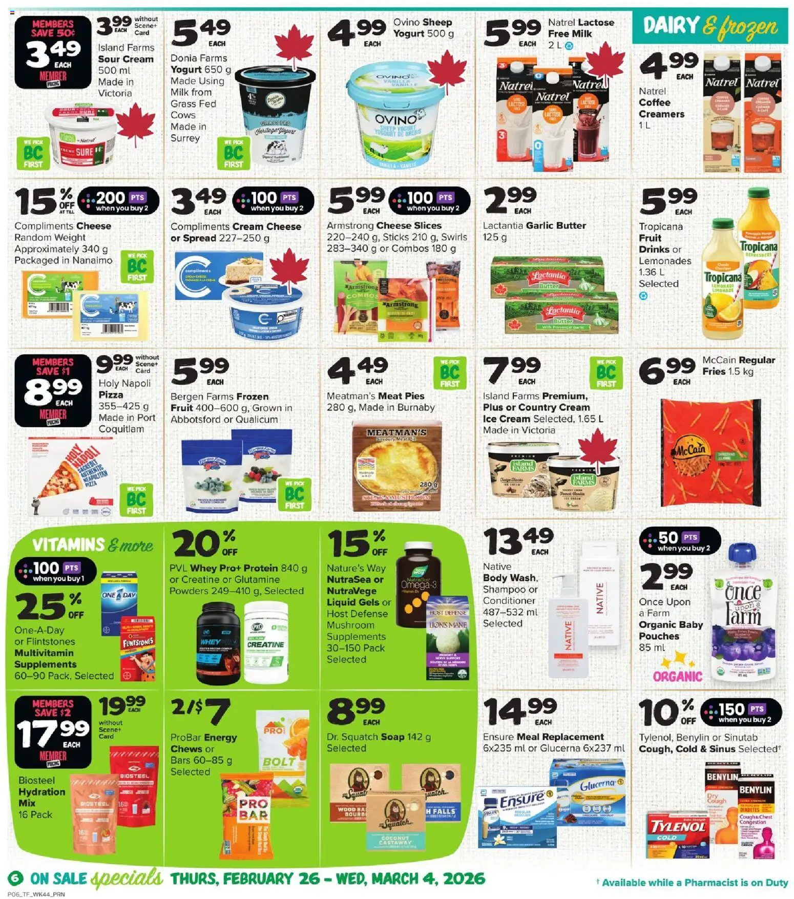 Thrifty Foods flyer valid from 26.02.2026 | Page: 7 | Products: Conditioner, Butter, Cheese, Yogurt