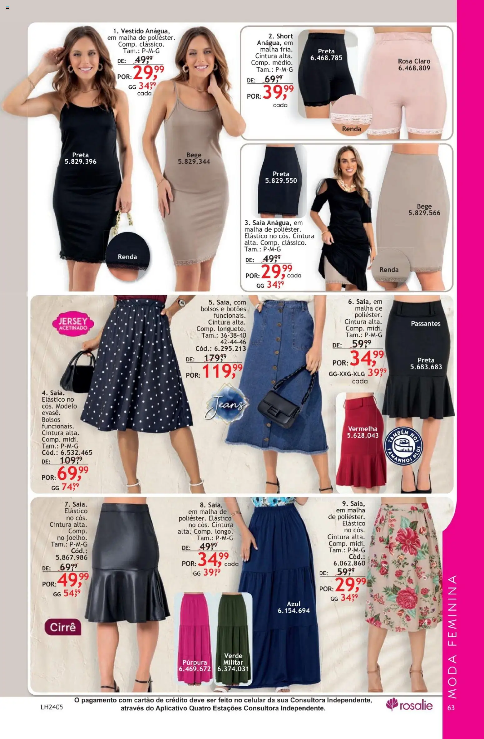 Quatro Estações Folheto - válido de 01.04.2026 | Página: 63 | Produtos: Celular, Saia, Vestido, Jeans