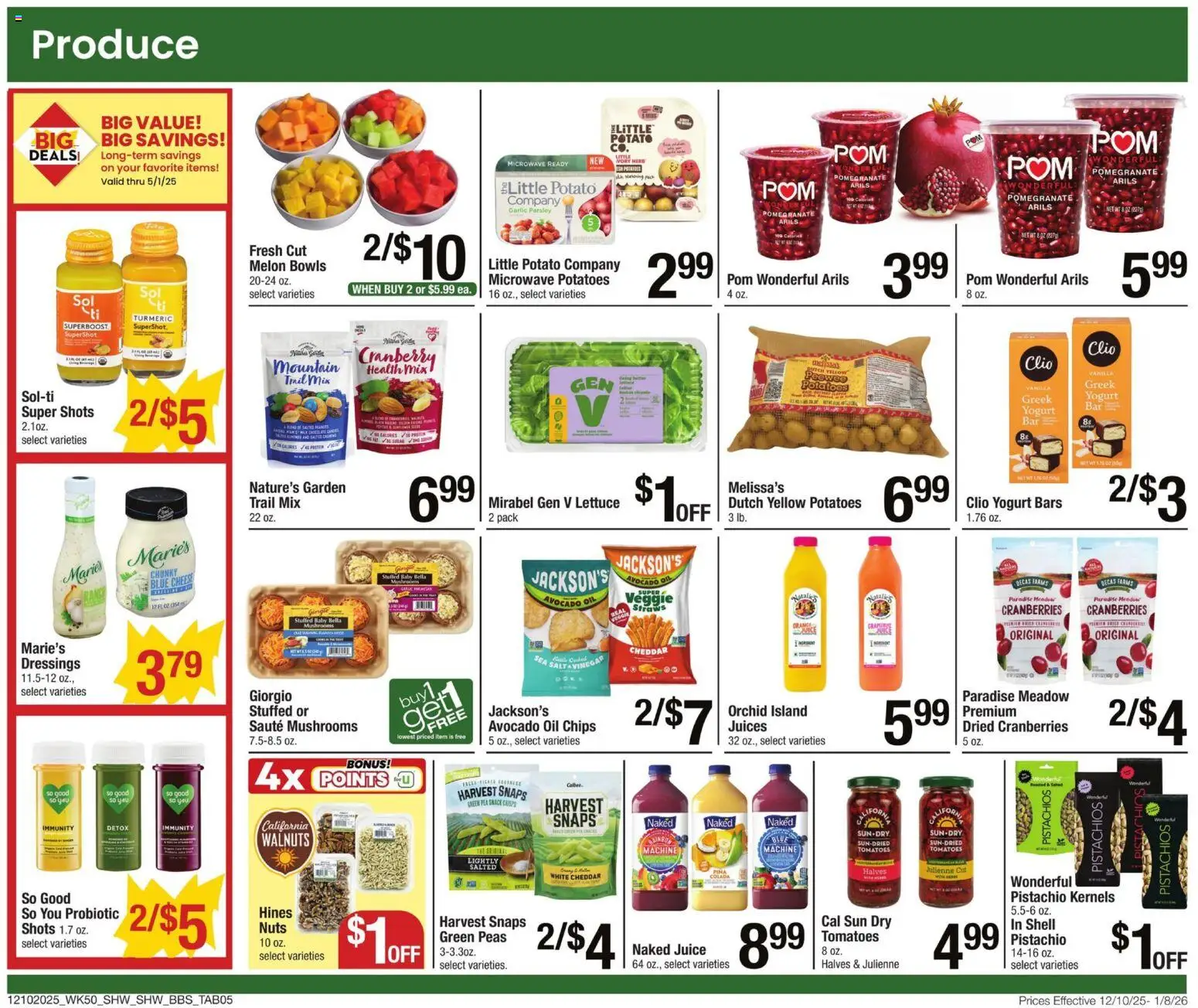 Shaw's Big Book of Savings - valid from 10.12.2025 | Page: 5 | Products: Lettuce, Juice, Tomatoes, Chips