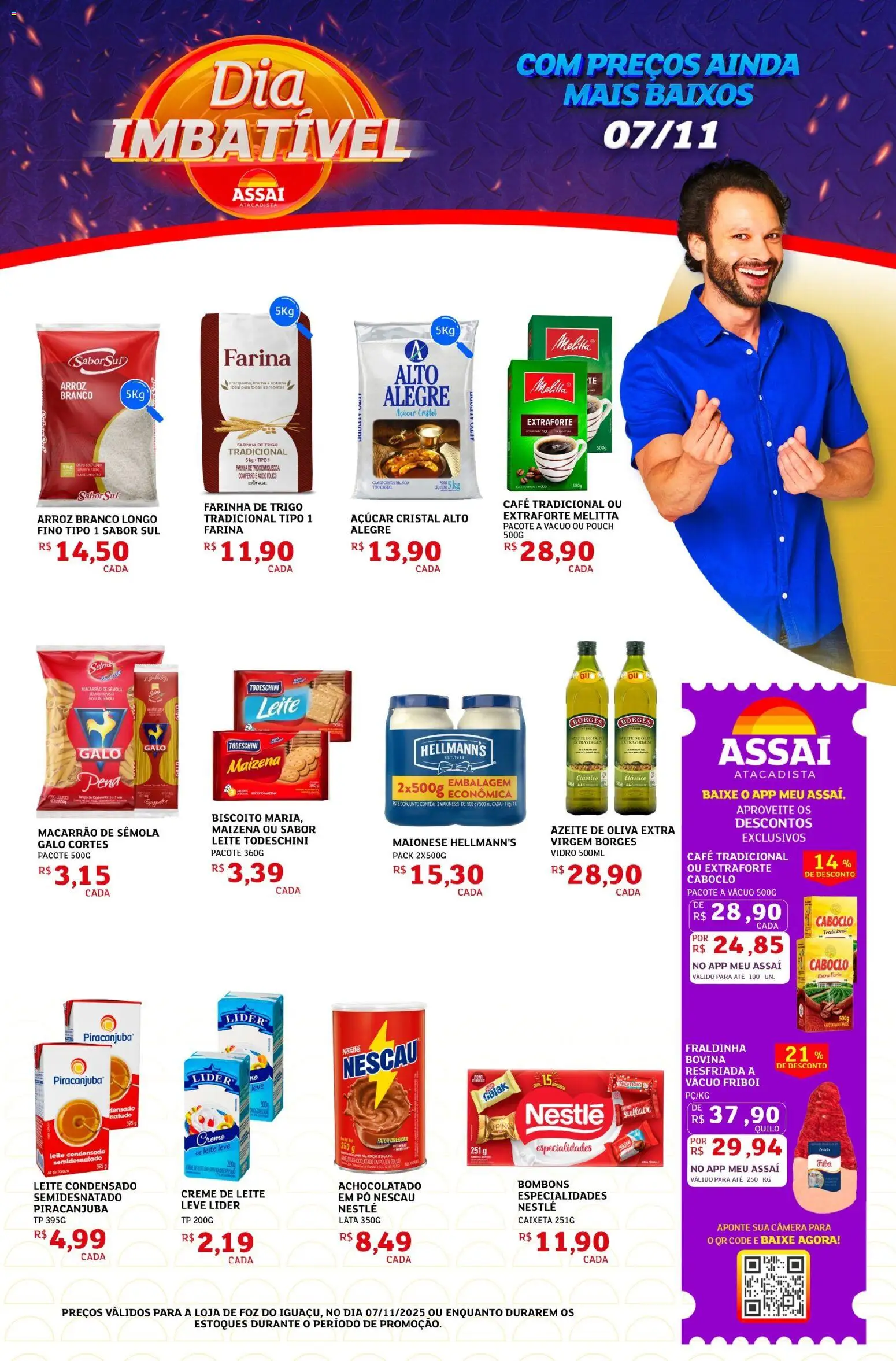 Assaí Atacadista Folheto - válido de 07.11.2025 | Página: 1 | Produtos: Pó, Arroz, Azeite, Leite em pó