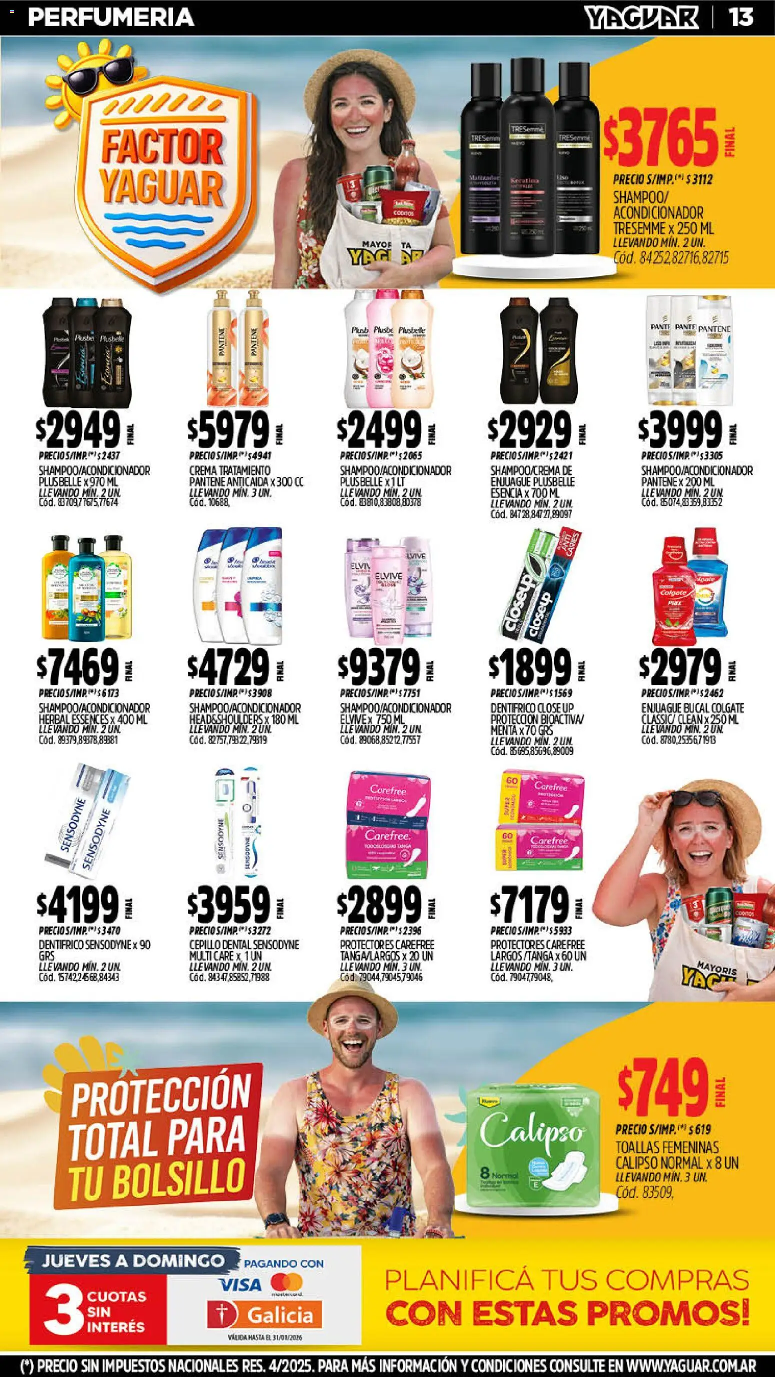 Yaguar - Oferta Semanal Misiones │ válido desde el 19.01.2026 | Página: 13 | Productos: Toallas, Cepillo, Enjuague bucal, Crema