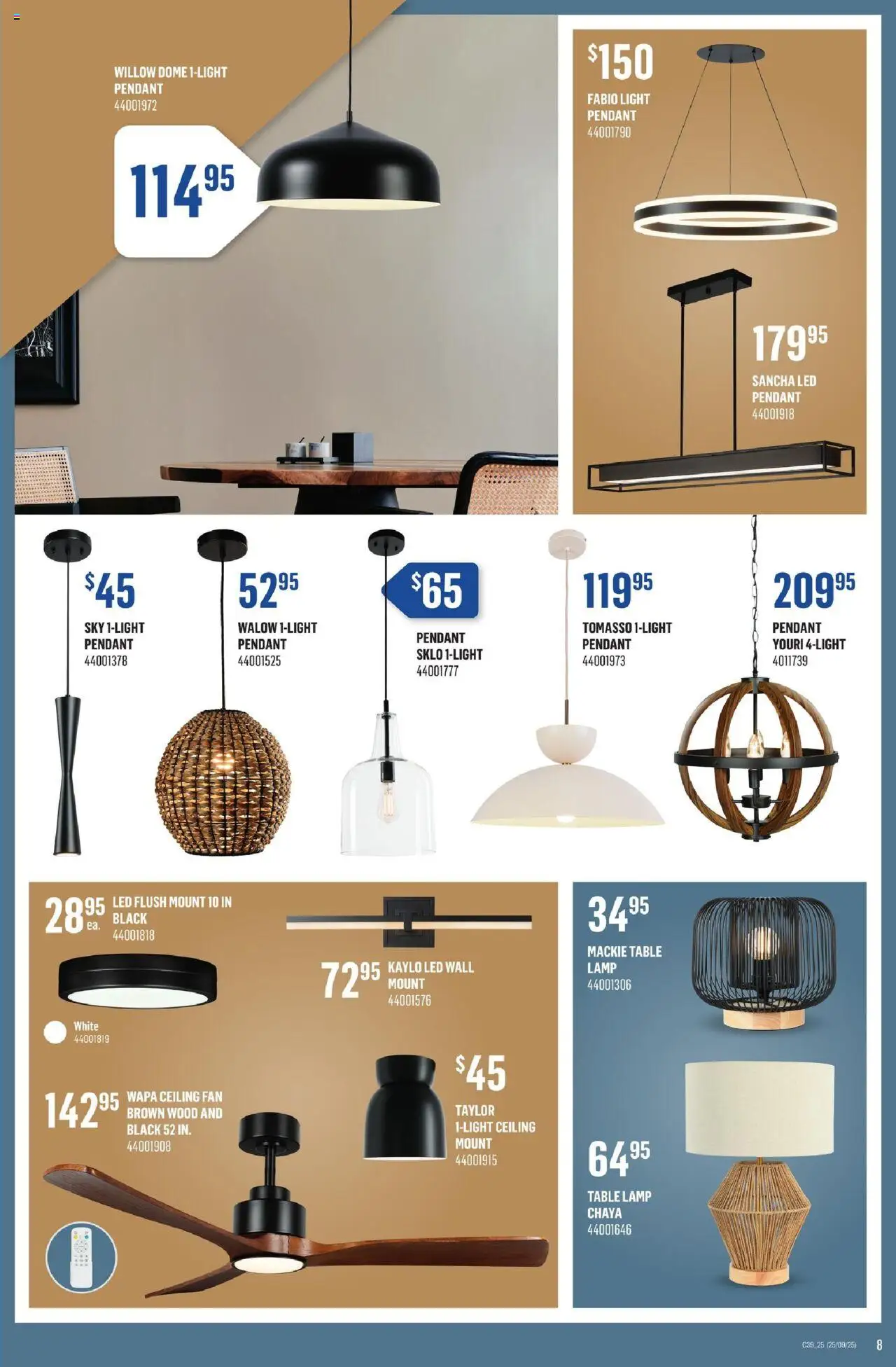 Canac flyer valid from 25.09.2025 | Page: 8 | Products: Fan, Table, Lamp