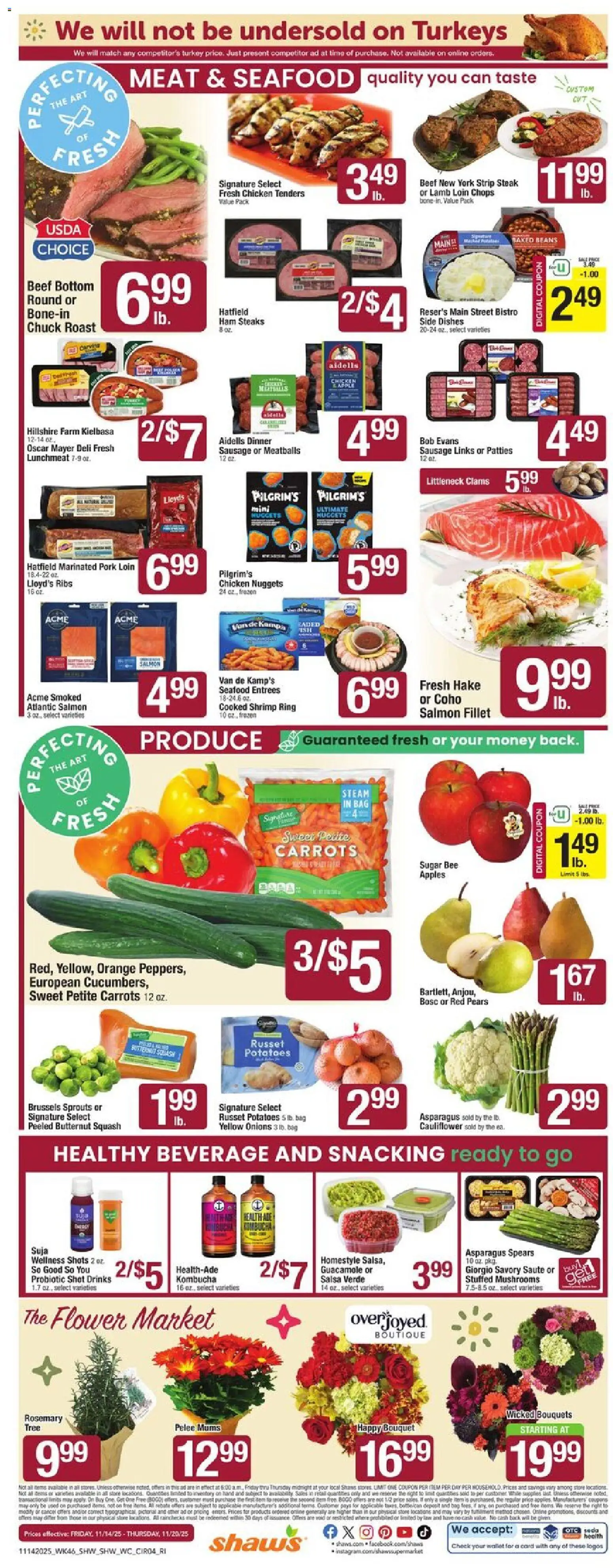 Shaw's Weekly Ad - RI - valid from 14.11.2025 | Page: 4 | Products: Brussels Sprouts, Ring, Apples, Sausage