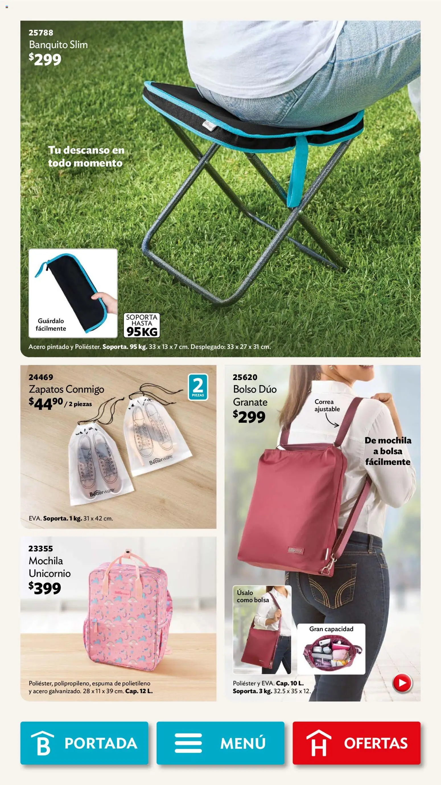Nuevas ofertas de Betterware válidas en toda la República Mexicana desde el 02.02.2026. ¡Encuentra las mejores ofertas en Betterware campaña 2 2026! | Página: 88 | Productos: Bolsa, Mochila, Espuma, Banquito