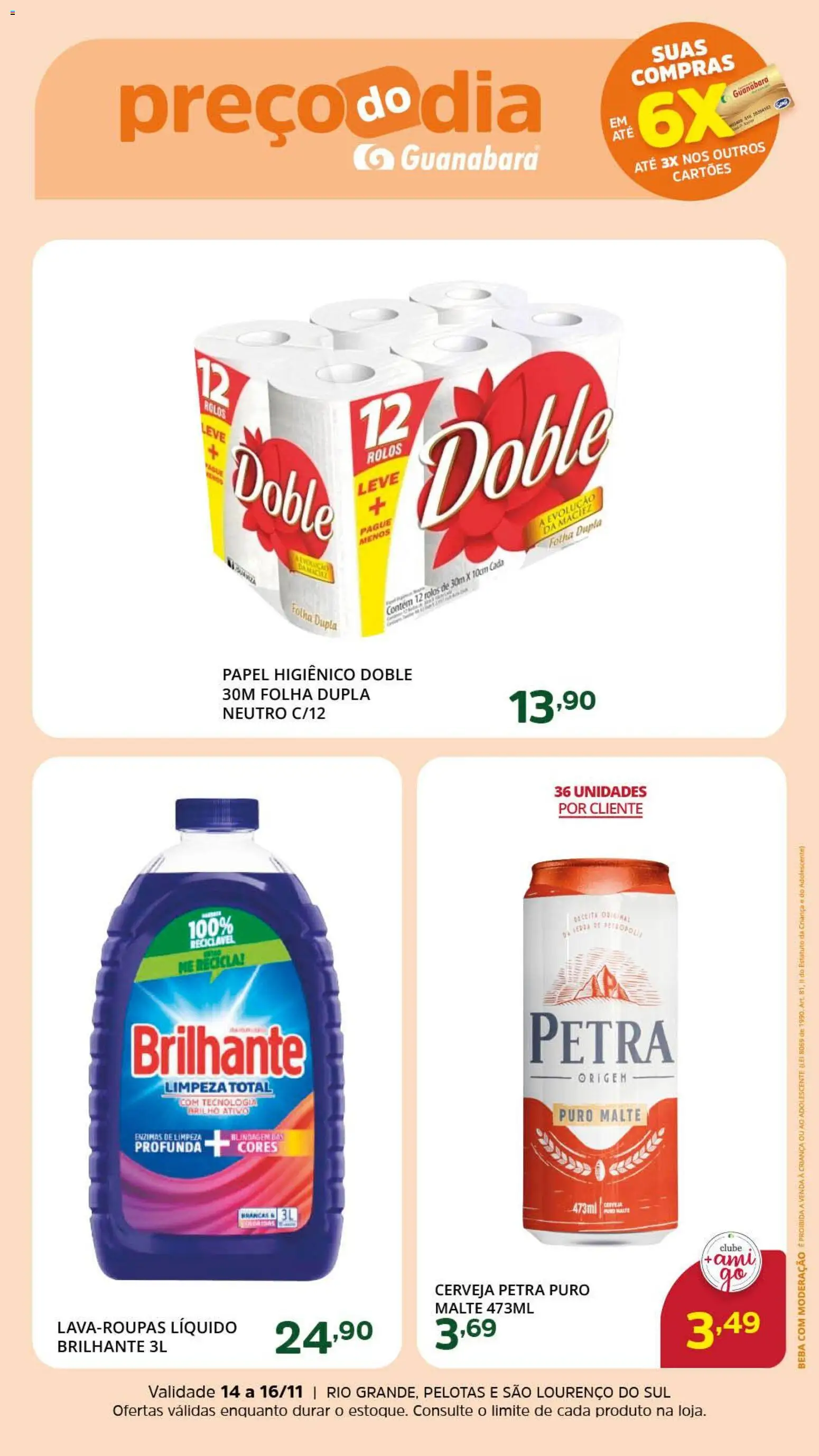 Supermercado Guanabara Folheto - válido de 14.11.2025 | Página: 3 | Produtos: Cerveja, Papel higiênico