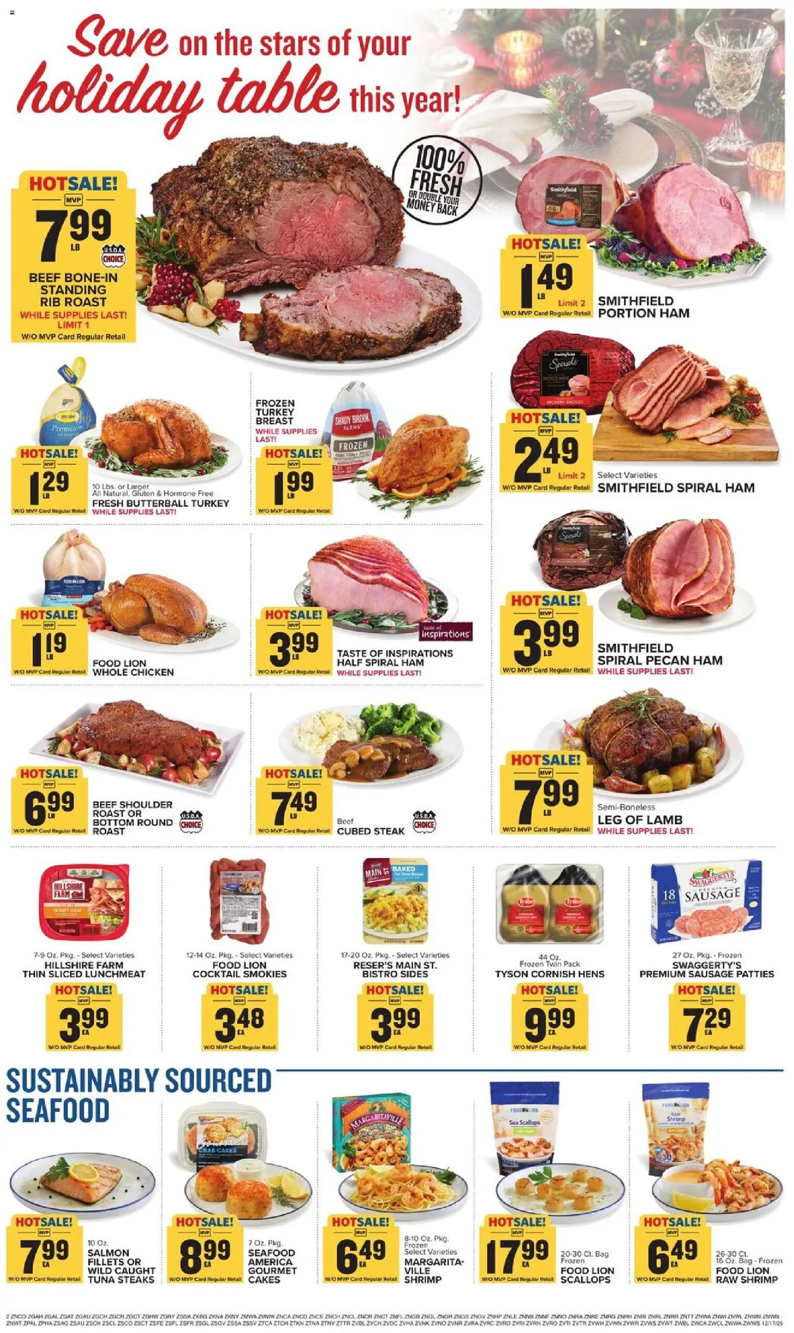 Food Lion Weekly Ad - valid from 17.12.2025 | Page: 3 | Products: Table, Ham, Seafood, Bag