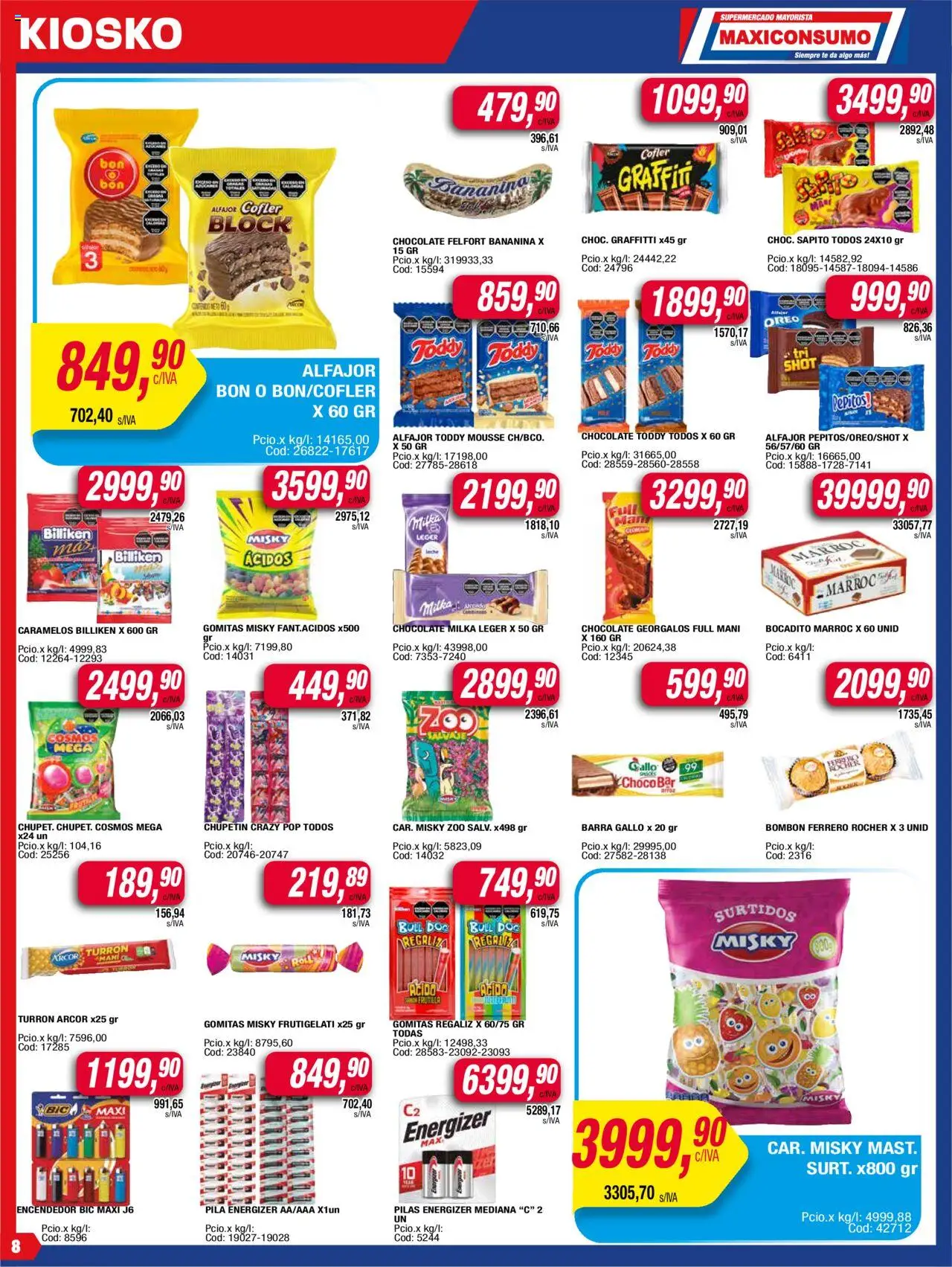 Maxiconsumo ofertas │ válido desde el 09.06.2025 | Página: 8 | Productos: Pilas, Mani, Chocolate, Té
