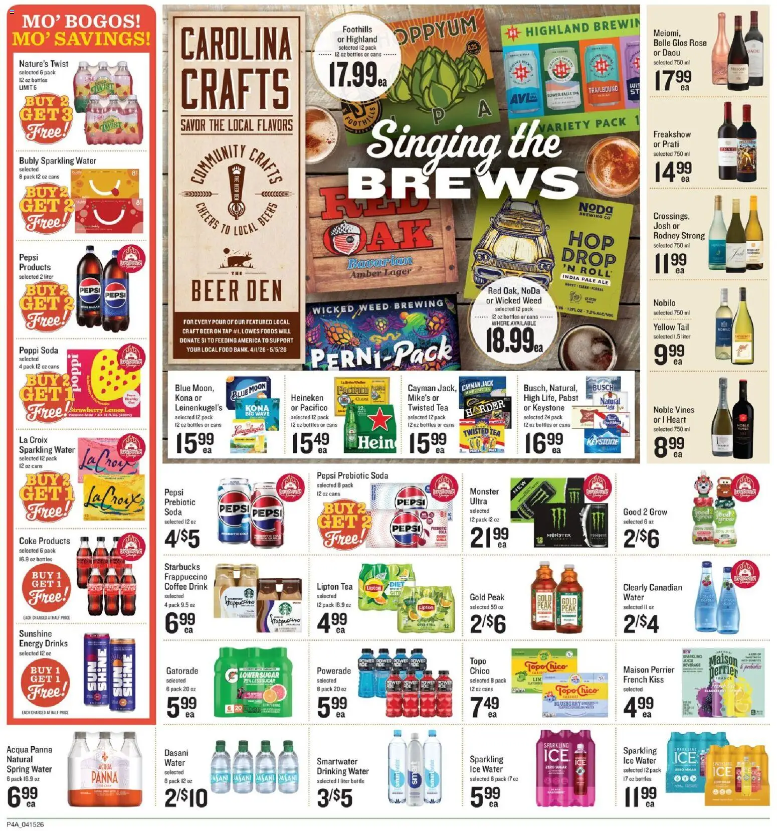 Lowes Foods Weekly Ad - valid from 15.04.2026 | Page: 5 | Products: Coffee, Juice, Tea, Sugar