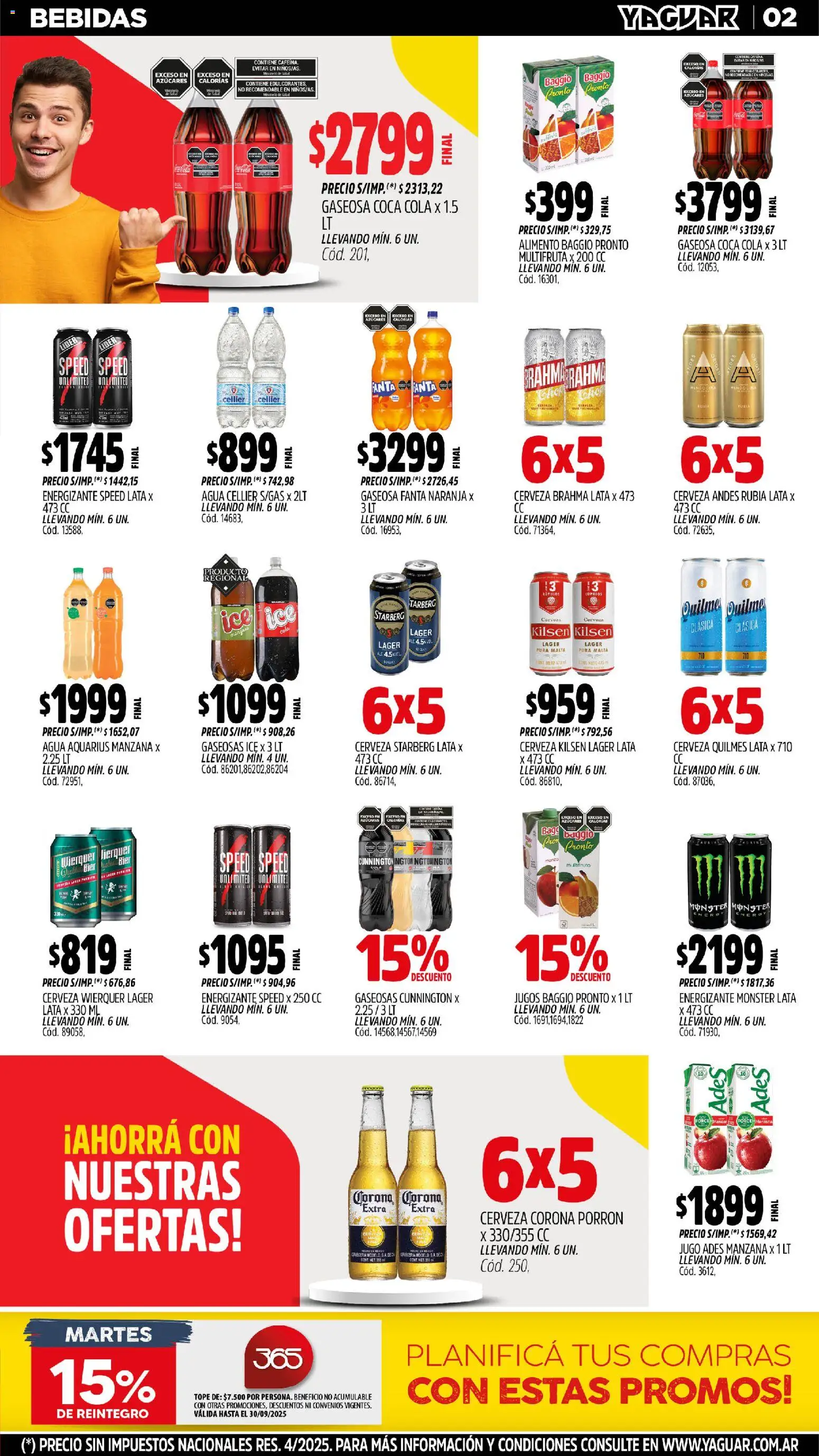 Yaguar - Salta │ válido desde el 27.10.2025 | Página: 2 | Productos: Gaseosa, Manzana, Jugo, Cerveza