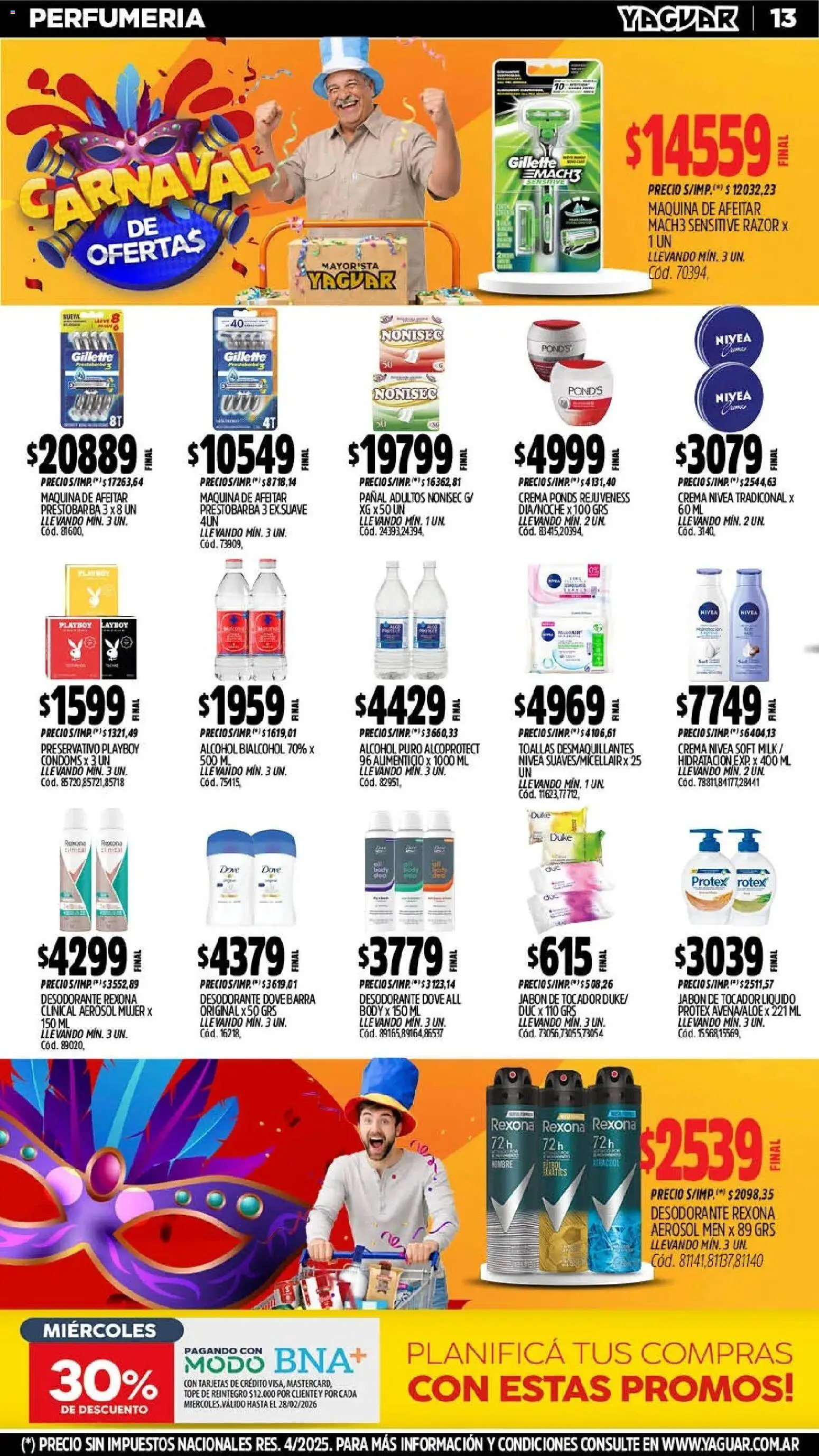 Yaguar - Oferta Semanal Salta │ válido desde el 09.02.2026 | Página: 13 | Productos: Toallas, Maquina de afeitar, Desodorante, Crema