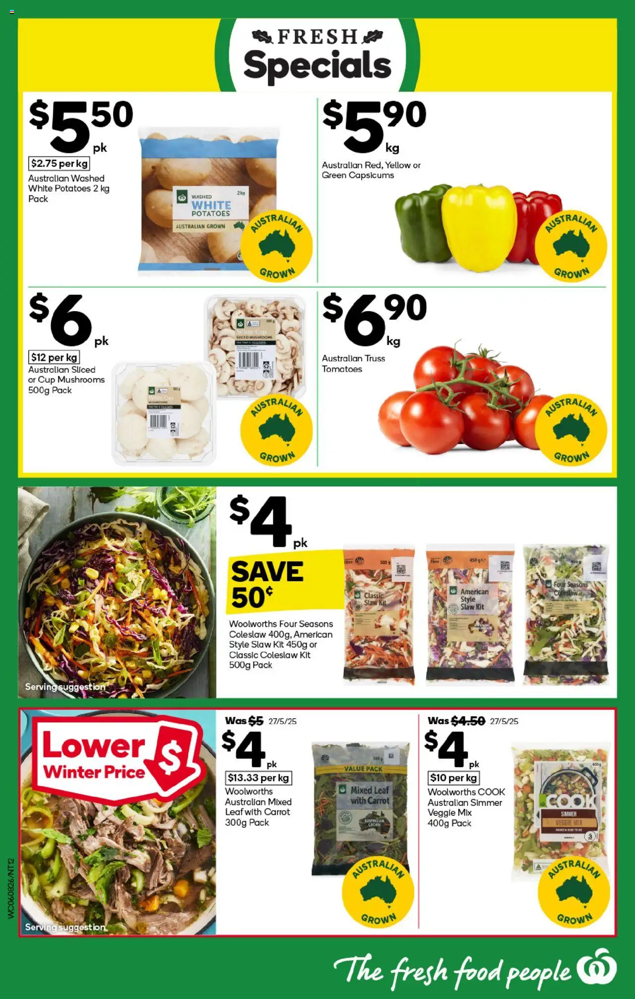 Woolworths catalogue - valid from 06.08.2025 | Page: 12 | Products: Tomatoes, Mushrooms, Potatoes