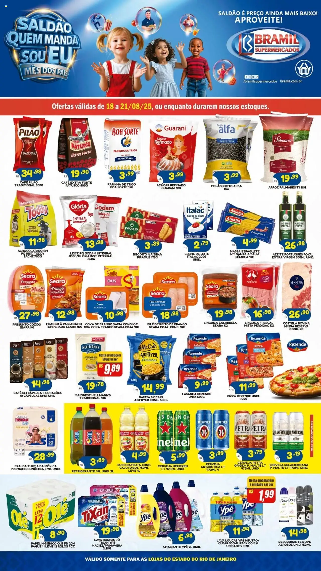 Bramil Supermercados Folheto - válido de 18.08.2025 | Página: 1 | Produtos: Biscoito, Cerveja, Arroz, Frango