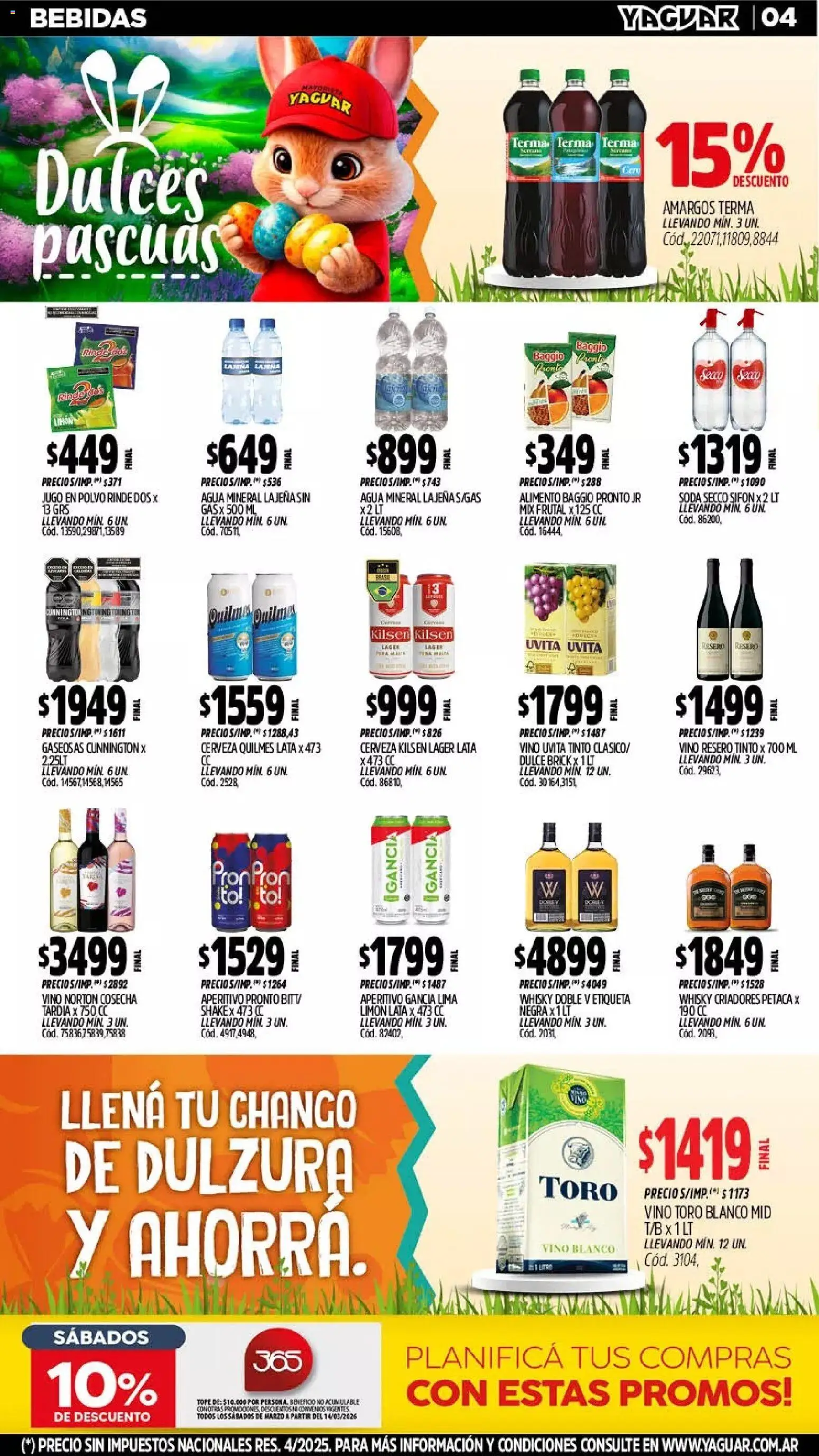 Yaguar - Oferta Semanal General Roca │ válido desde el 23.03.2026 | Página: 4 | Productos: Soda, Lima, Agua, Cerveza