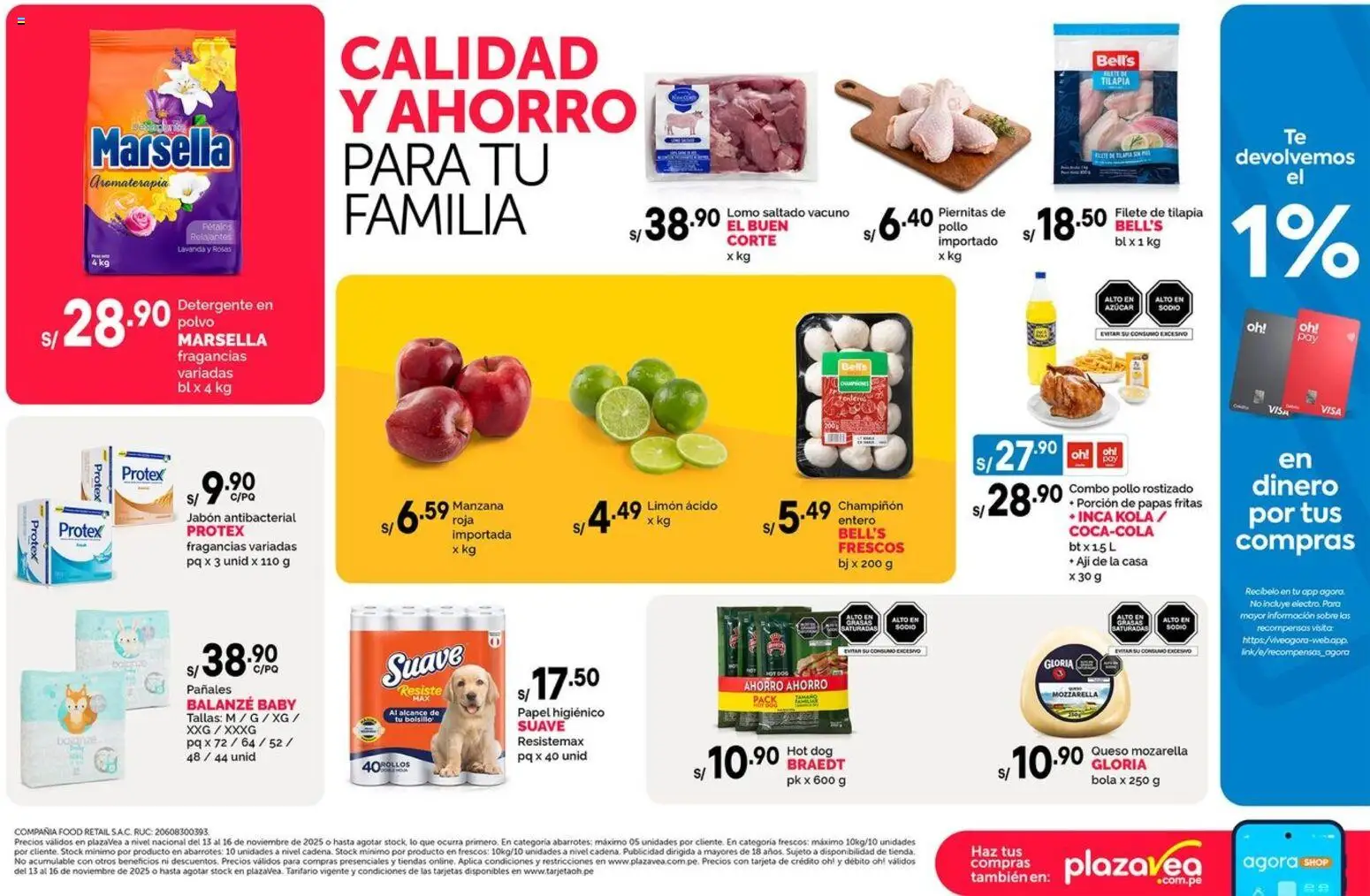 Catálogo Plaza Vea válido desde 13.11.2025 | Página: 2 | Productos: Jabón, Queso, Papas, Polvo