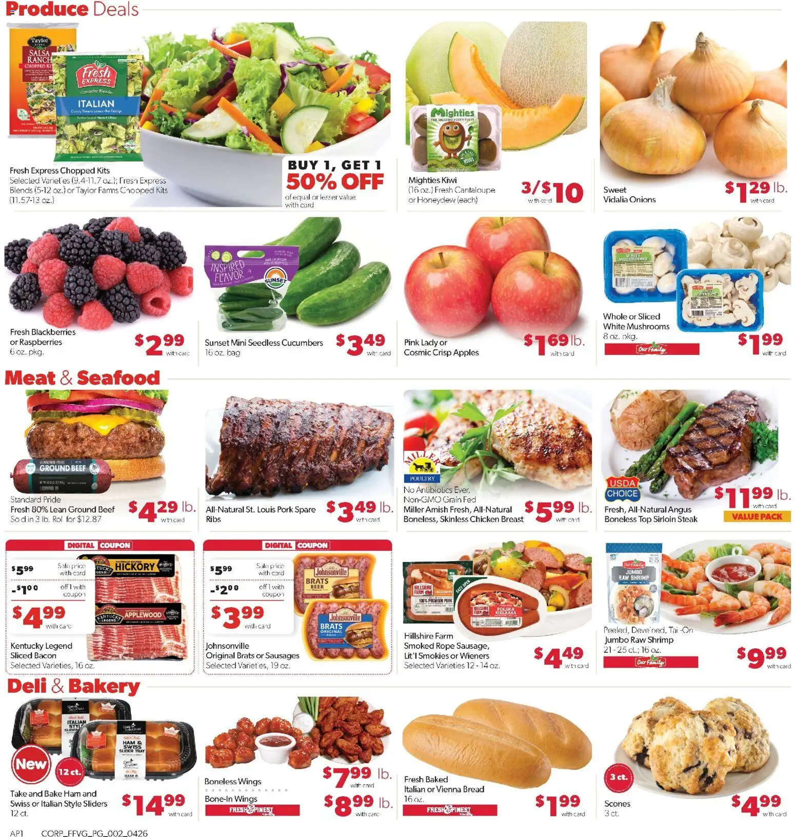 Family Fare Weekly Ad - valid from 26.04.2026 | Page: 2 | Products: Romaine, Mushrooms, Cucumbers, Poultry