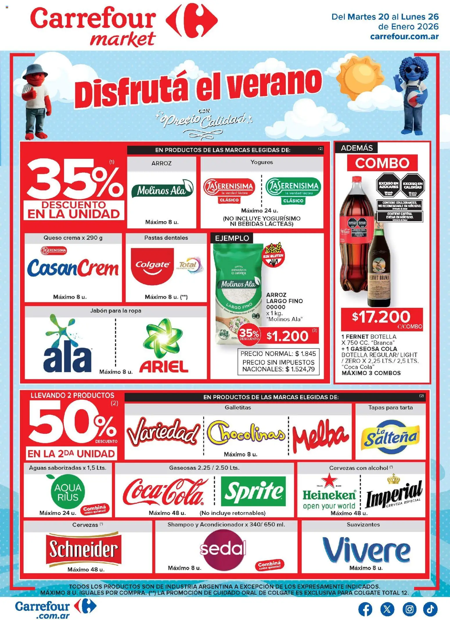 Carrefour Market catálogo │ válido desde el 20.01.2026 | Página: 1 | Productos: Shampoo, Acondicionador, Queso crema, Arroz