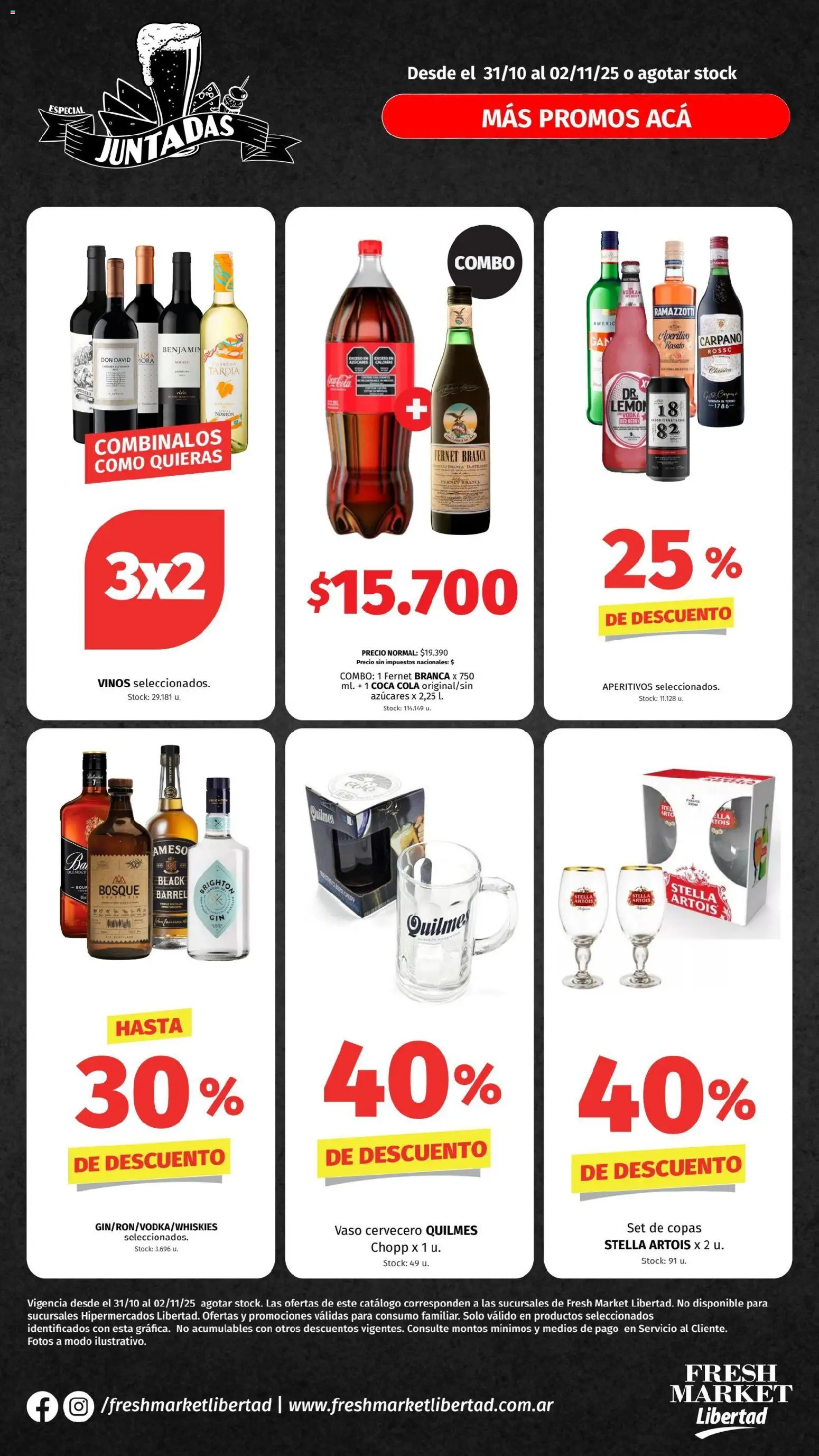 Hipermercado Libertad - JUNTADAS dot │ válido desde el 31.10.2025 | Página: 1 | Productos: Vodka, Fernet, Torno