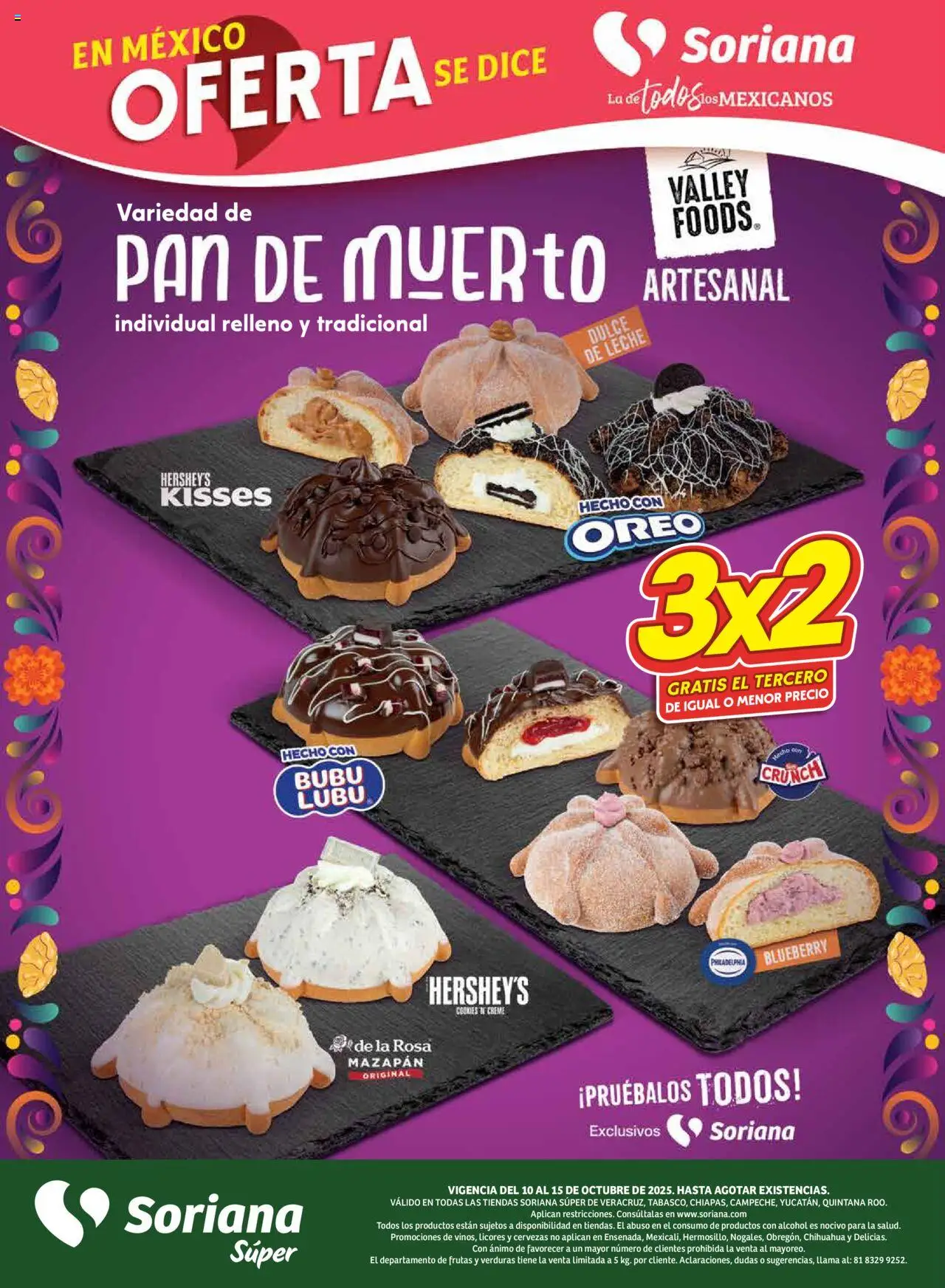 Nuevas ofertas de Soriana válidas en toda la República Mexicana desde el 09.10.2025. ¡Encuentra las mejores ofertas en Soriana - Fin de Semana Súper: Ver, Tab, Chis, Camp, Yuc y Q. Roo! | Página: 10 | Productos: Dulce de leche, Leche, Pan