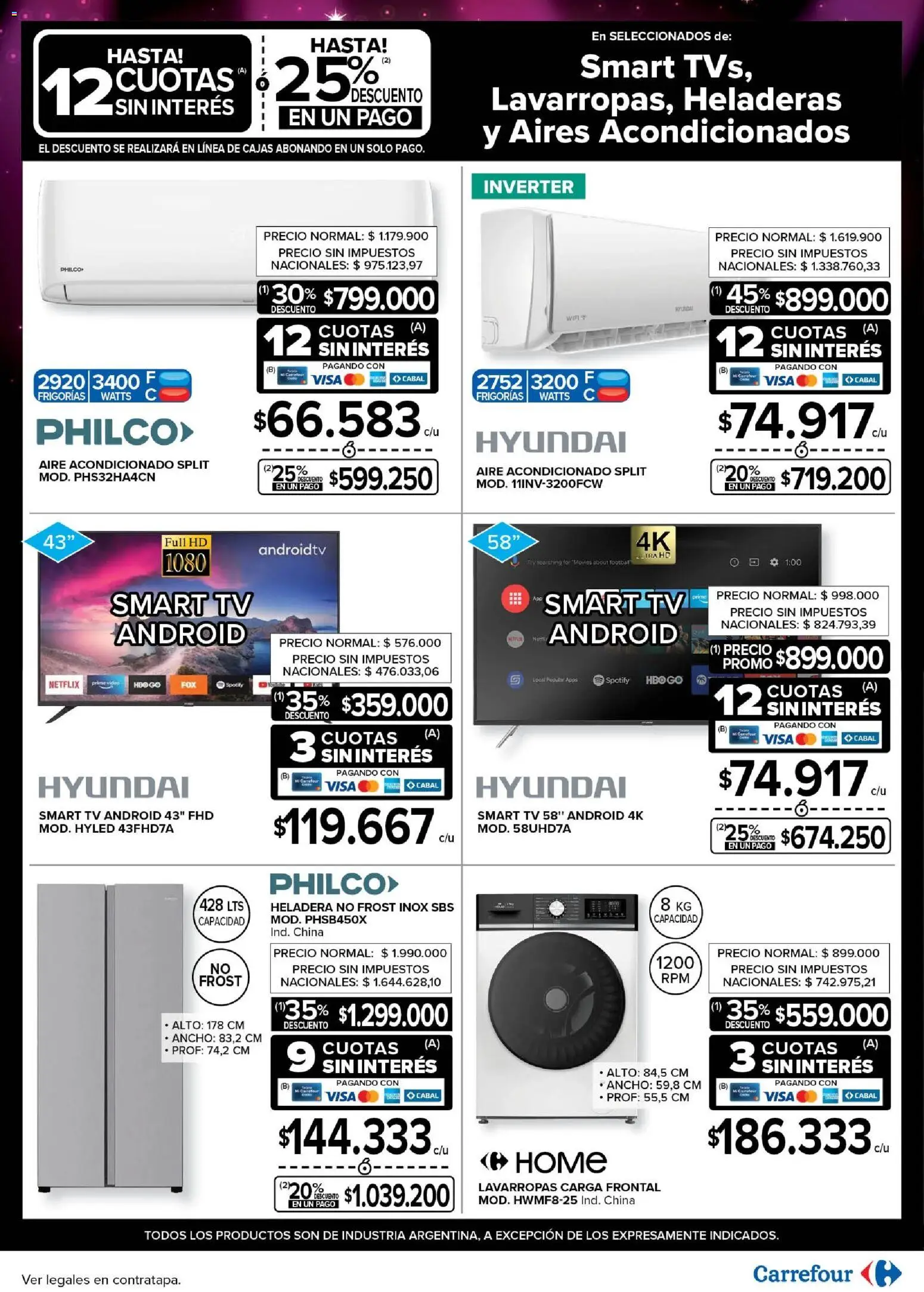 Carrefour - Festival de Ofertas Hiper │ válido desde el 19.11.2025 | Página: 2 | Productos: Video, Aire acondicionado, Lavarropas, Heladera