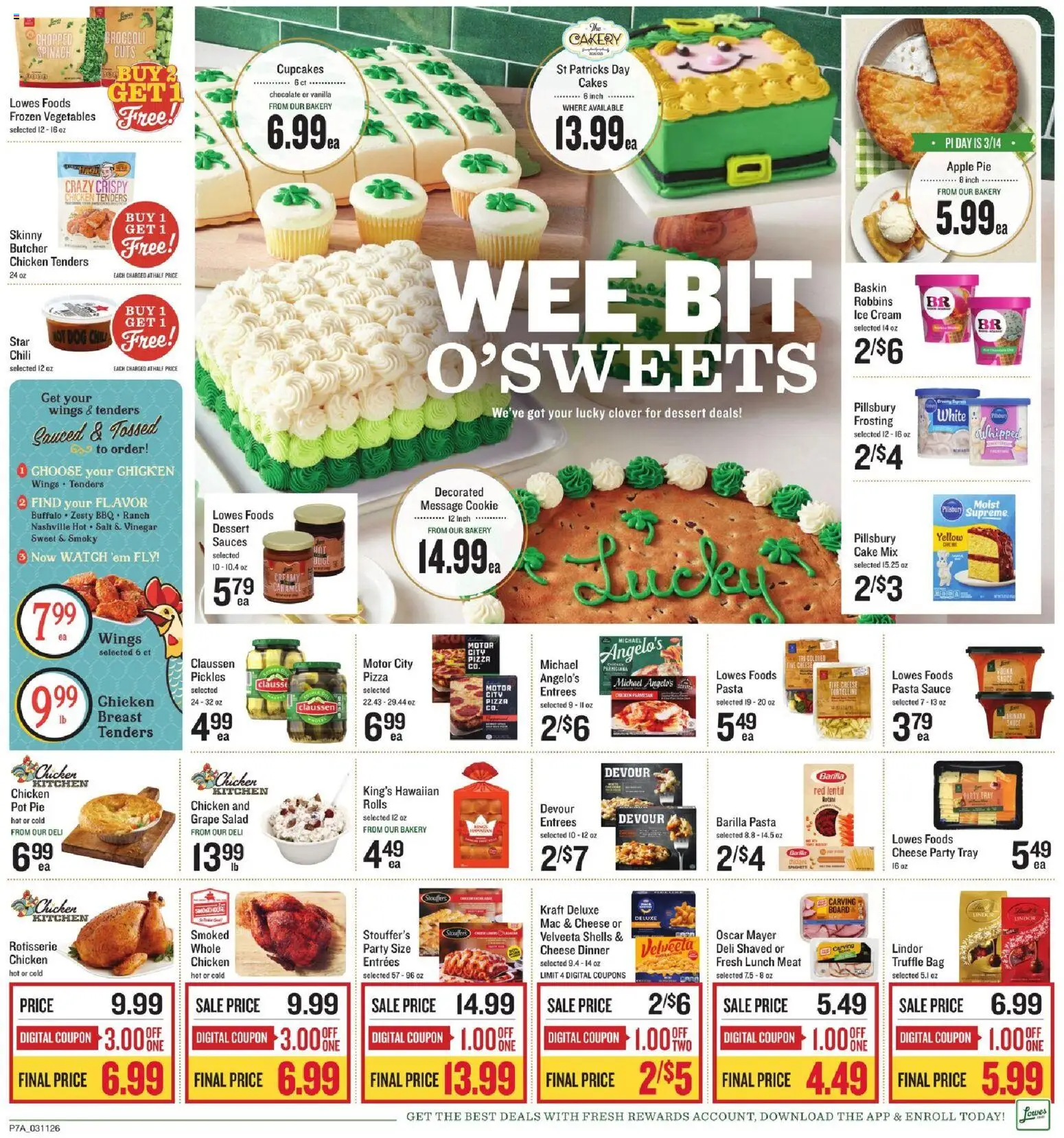 Lowes Foods Weekly Ad - valid from 11.03.2026 | Page: 11 | Products: Pasta, Apple Pie, Watch, Bag