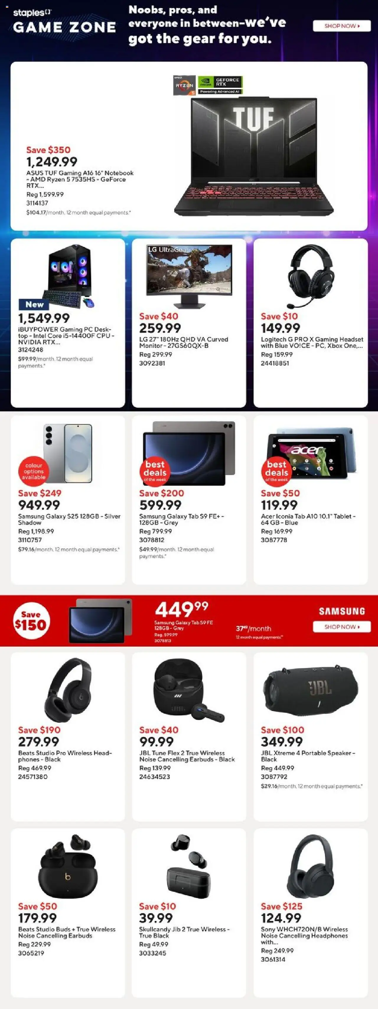 Staples flyer valid from 01.08.2025 | Page: 9 | Products: Tablet, Monitor, Headphones, Xbox