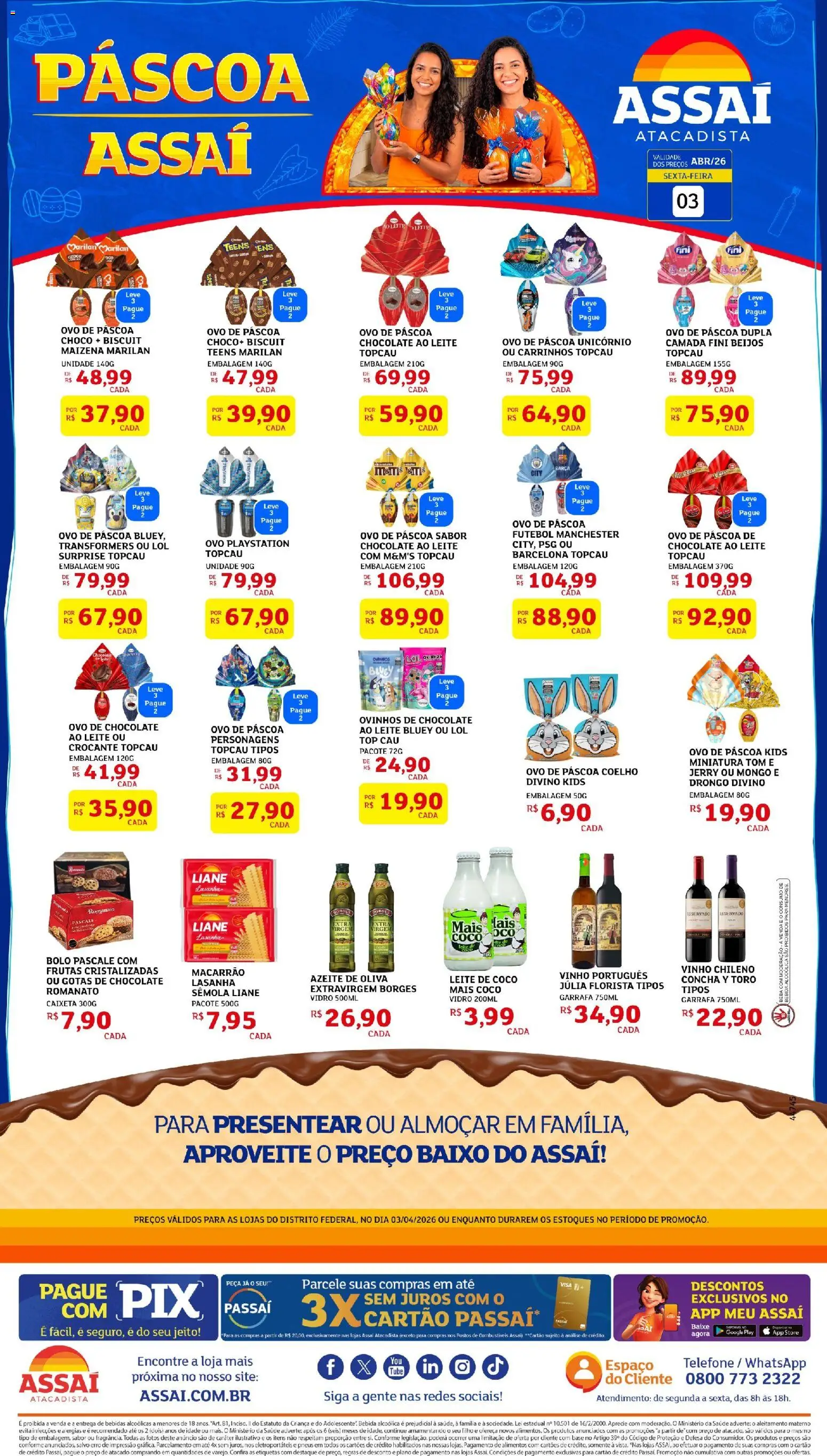 Assaí Atacadista Folheto - válido de 03.04.2026 | Página: 1 | Produtos: Ovo de páscoa, Base, Bolo, Frutas cristalizadas