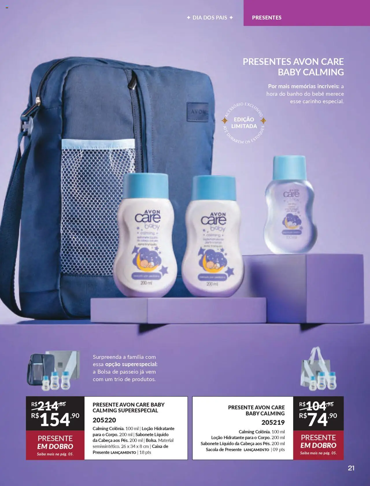 Avon Folheto - válido de 16.06.2025 | Página: 21 | Produtos: Caixa, Banho do bebê, Sabonete líquido, Bolsa