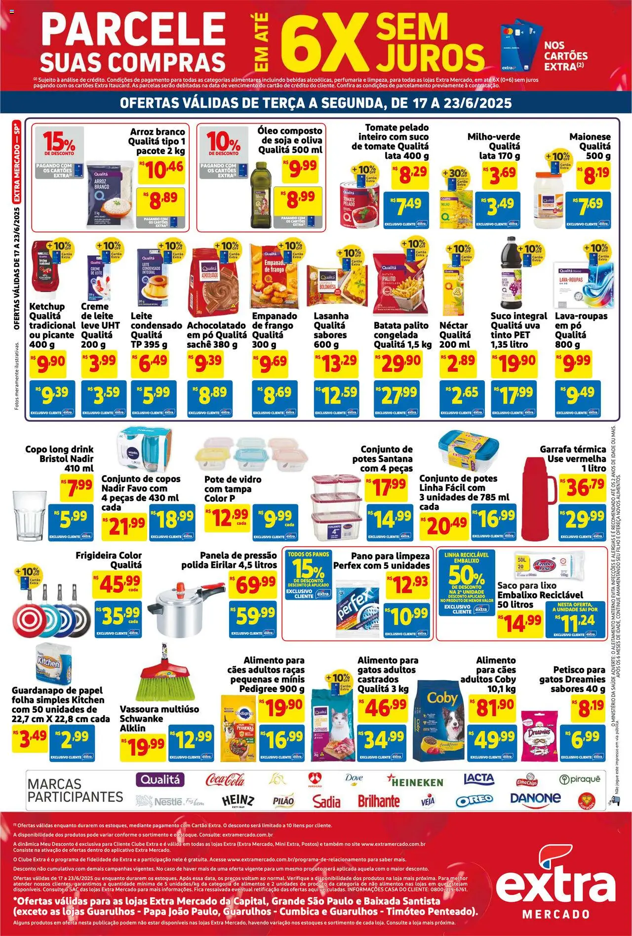 Extra Folheto - válido de 17.06.2025 | Página: 3 | Produtos: Saco para lixo, Achocolatado, Arroz, Batata