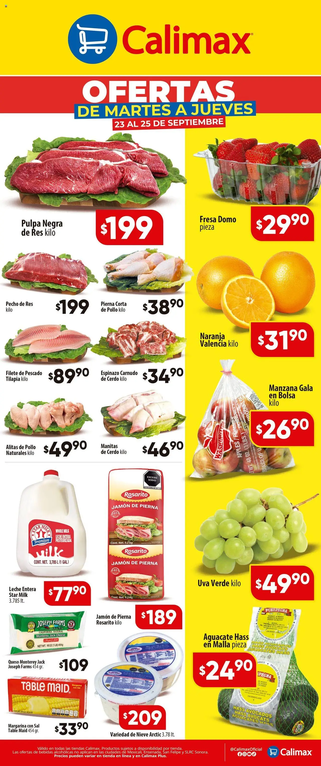 Nuevas ofertas de Calimax válidas en toda la República Mexicana desde el 23.09.2025. ¡Encuentra las mejores ofertas en Calimax - Folleto! | Página: 1 | Productos: Fresa, Queso, Jamón, Malla