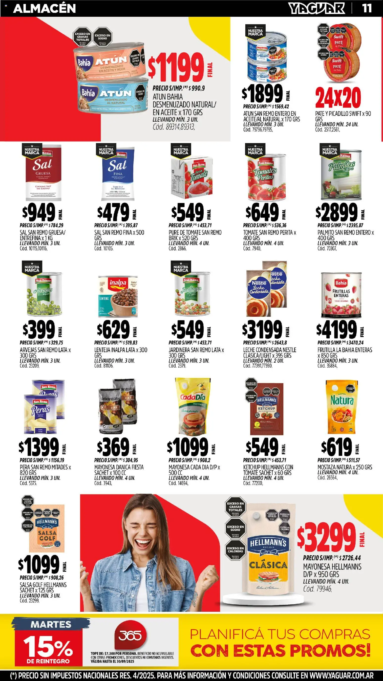Yaguar - Neuquén │ válido desde el 27.10.2025 | Página: 11 | Productos: Peso, Ketchup, Agua, Tomates