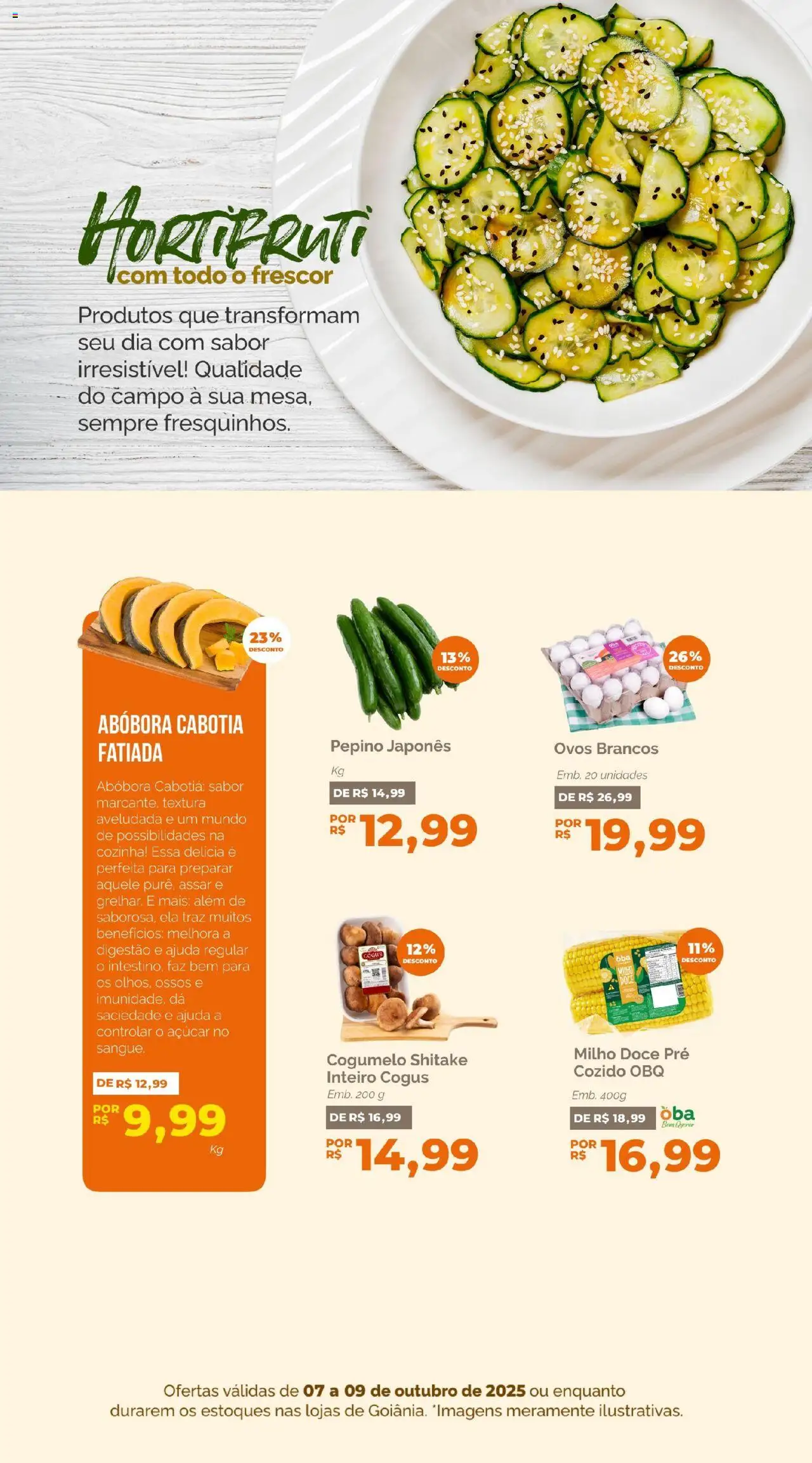 Oba Hortifruti Folheto - válido de 07.10.2025 | Página: 4 | Produtos: Abóbora, Cogumelo, Ovos, Açúcar