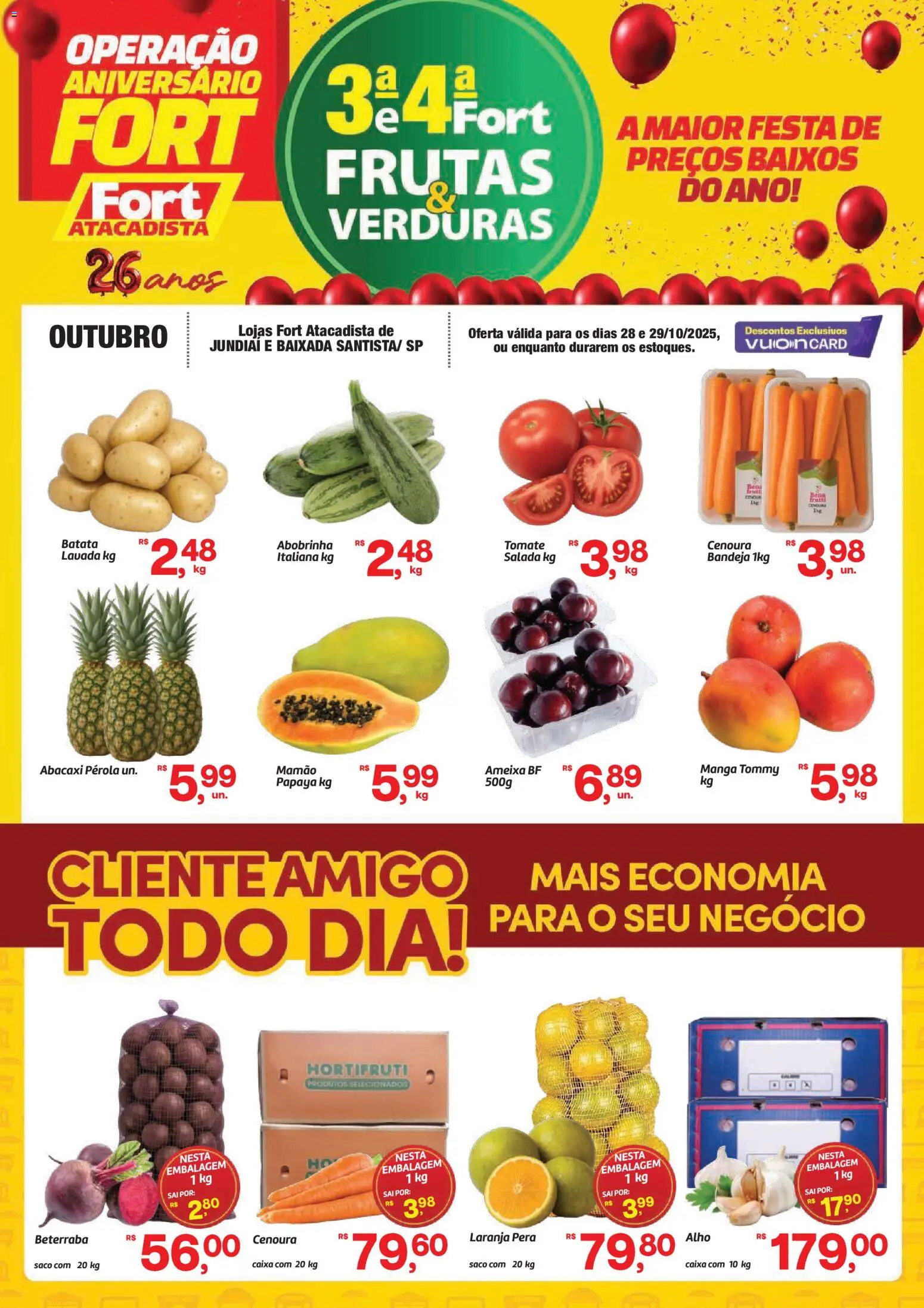 Fort Atacadista Folheto - válido de 28.10.2025 | Página: 1 | Produtos: Pera, Alho, Cenoura, Bandeja