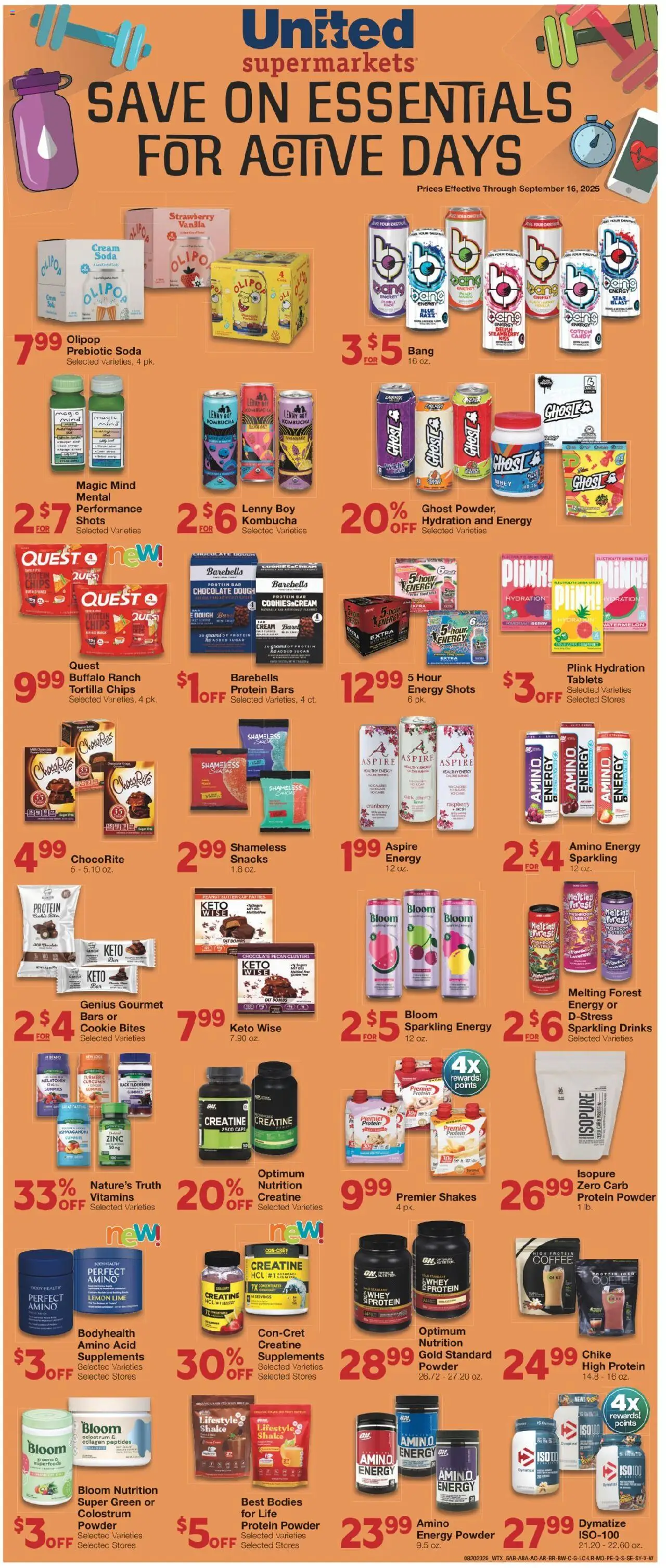 United Supermarkets Weekly Ad - valid from 19.08.2025 | Page: 5 | Products: Creatine, Cookies, Lemon, Greens