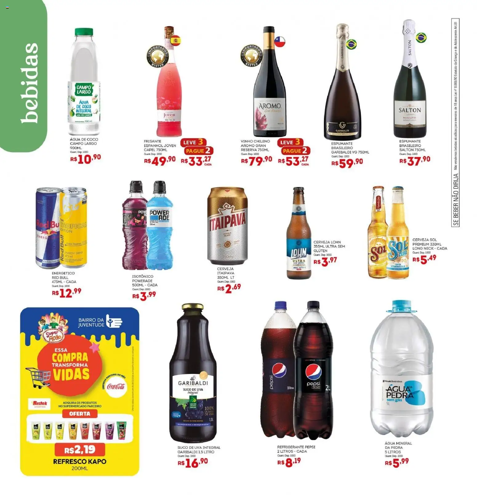Bistek Supermercados Folheto - válido de 11.02.2026 | Página: 10 | Produtos: Água de coco, Cerveja, Refrigerante, Isotônico